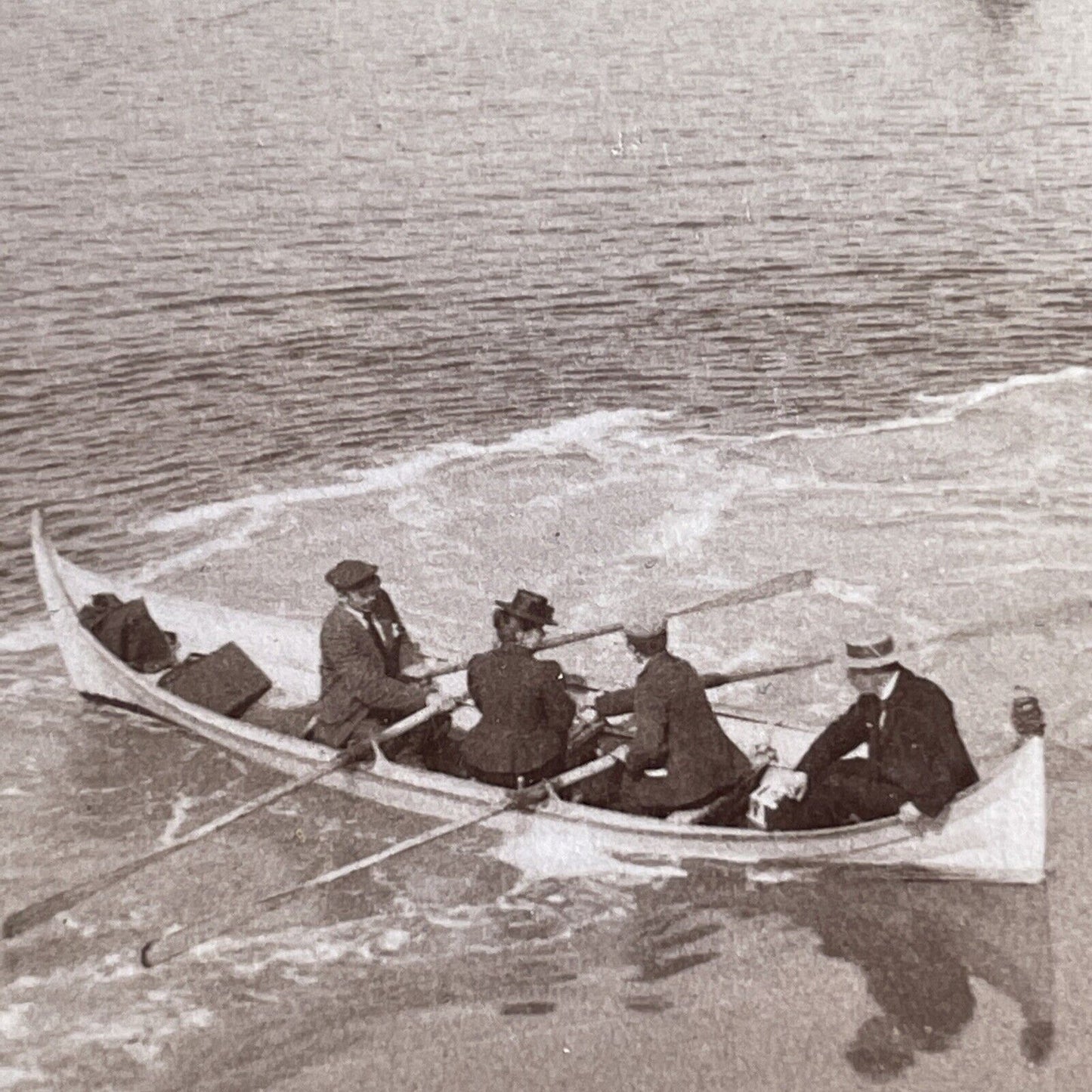 Antique 1902 Overloaded Rowboat Lofoten Islands NOR Stereoview Photo Card P1606