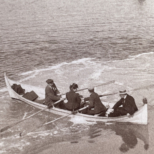 Antique 1902 Overloaded Rowboat Lofoten Islands NOR Stereoview Photo Card P1606