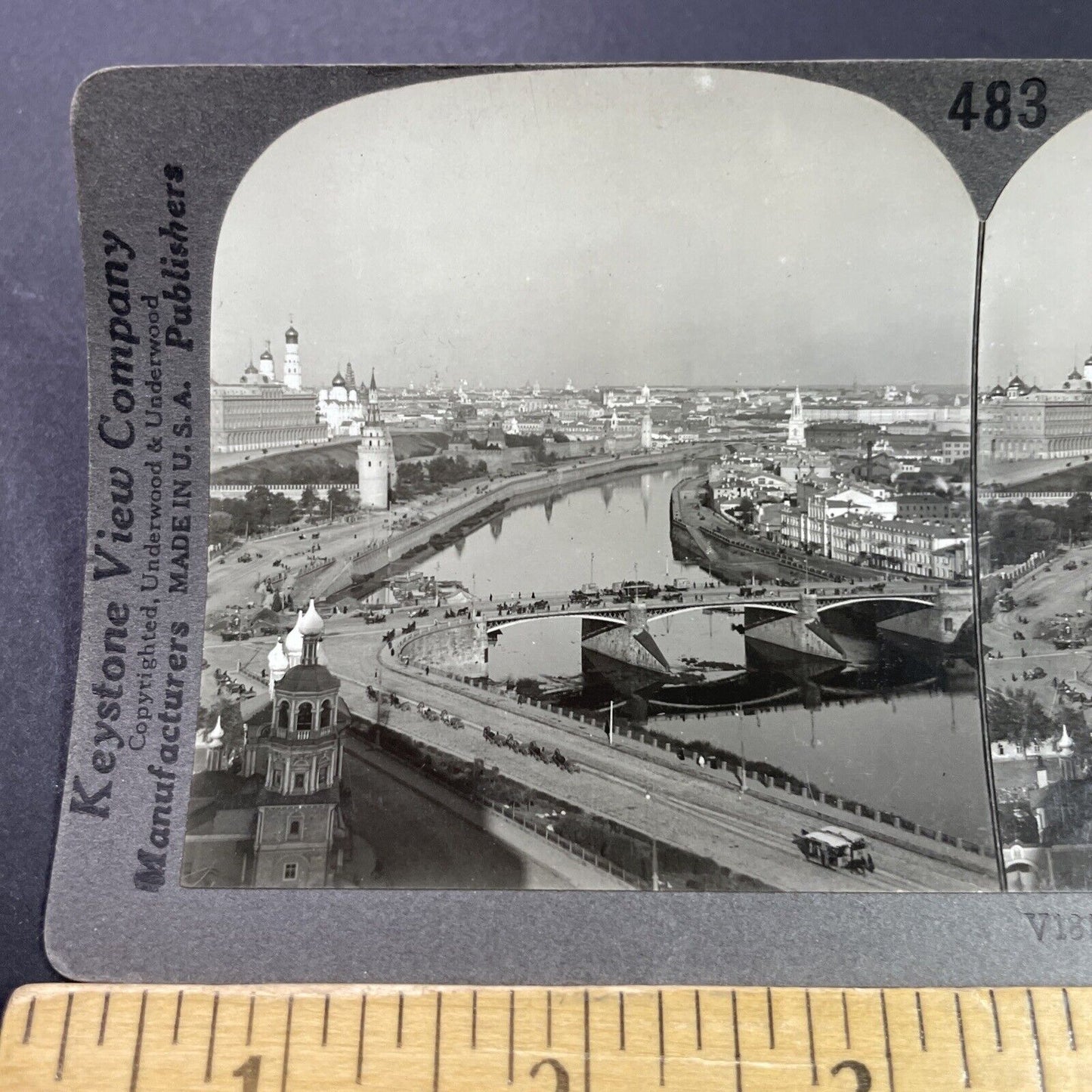 Antique 1910s The Kremlin Moscow Russia City View Stereoview Photo Card P3745