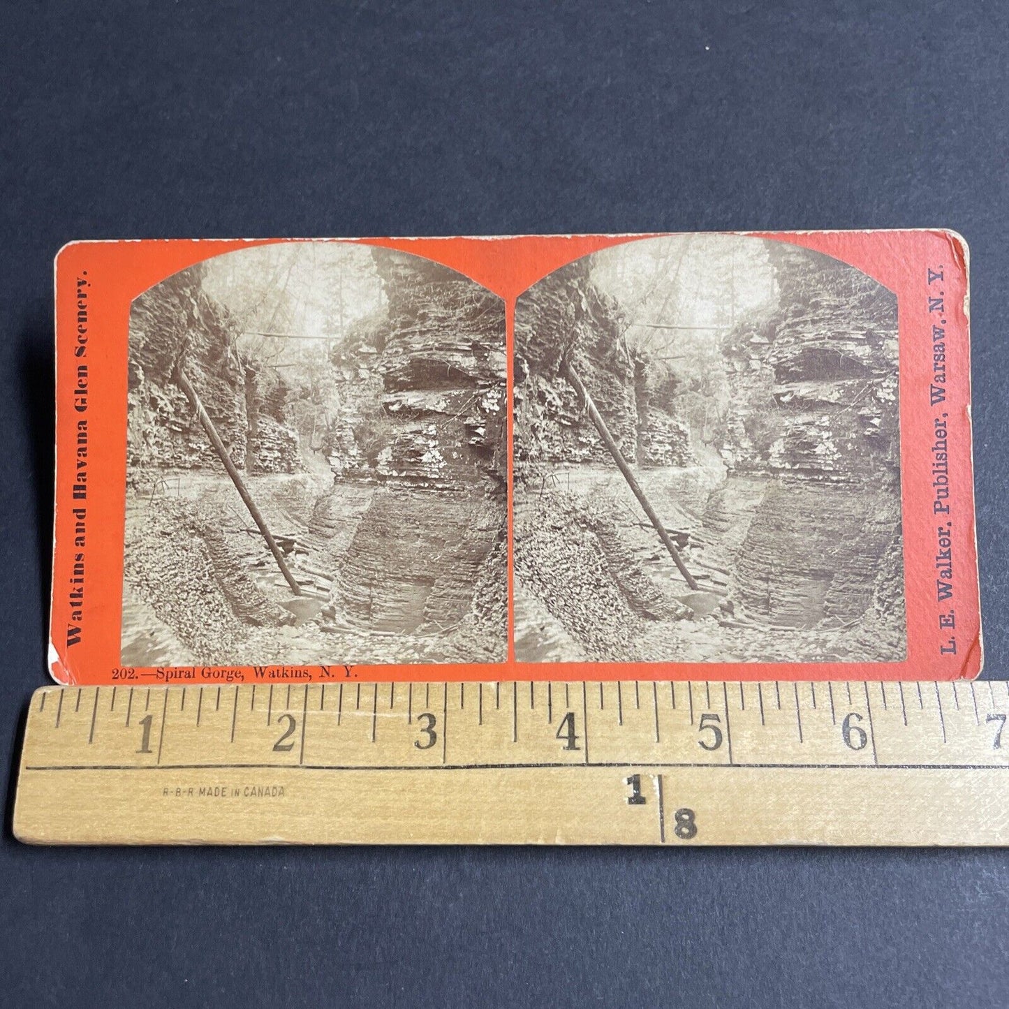 Antique 1870s Spiral Gorge Watkins Glen New York Stereoview Photo Card P4797