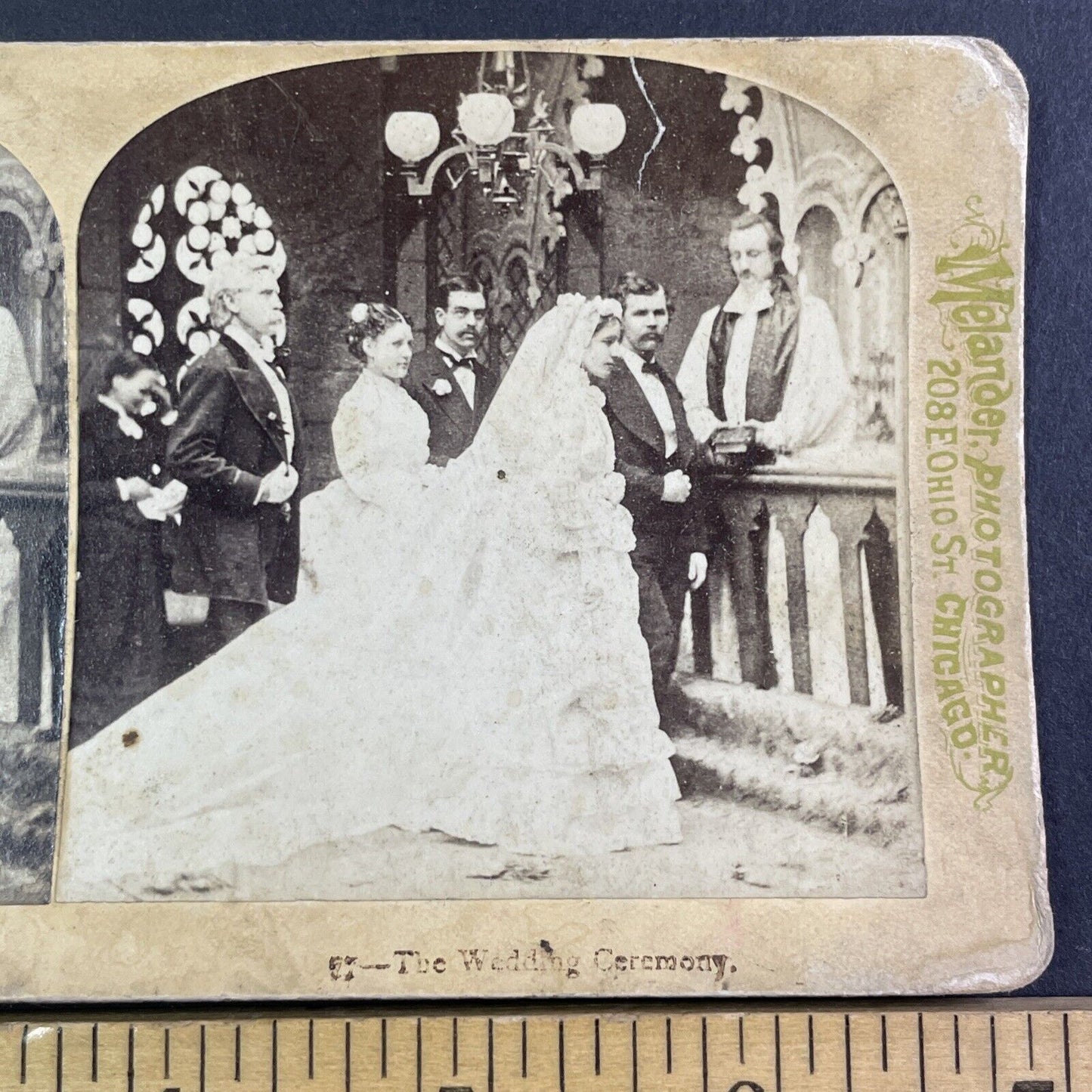 1870s Victorian Wedding Ceremony Stereoview Melander Antique c1876 Y1351