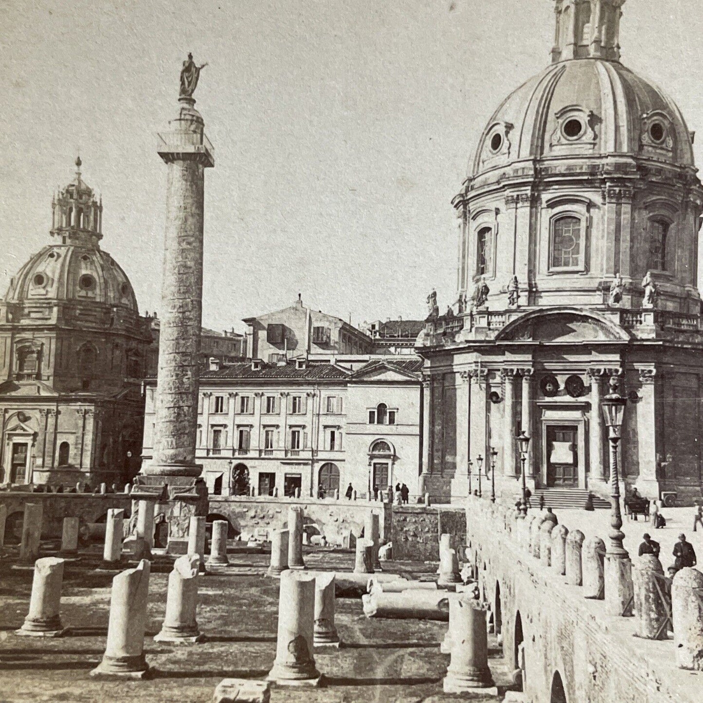 Antique 1897 Trajan's Forum In Rome Italy Stereoview Photo Card P5149