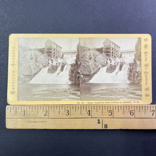 Lumber Mill Bartlett NH Stereoview Goodrich Falls NW Pease Antique c1869 X946