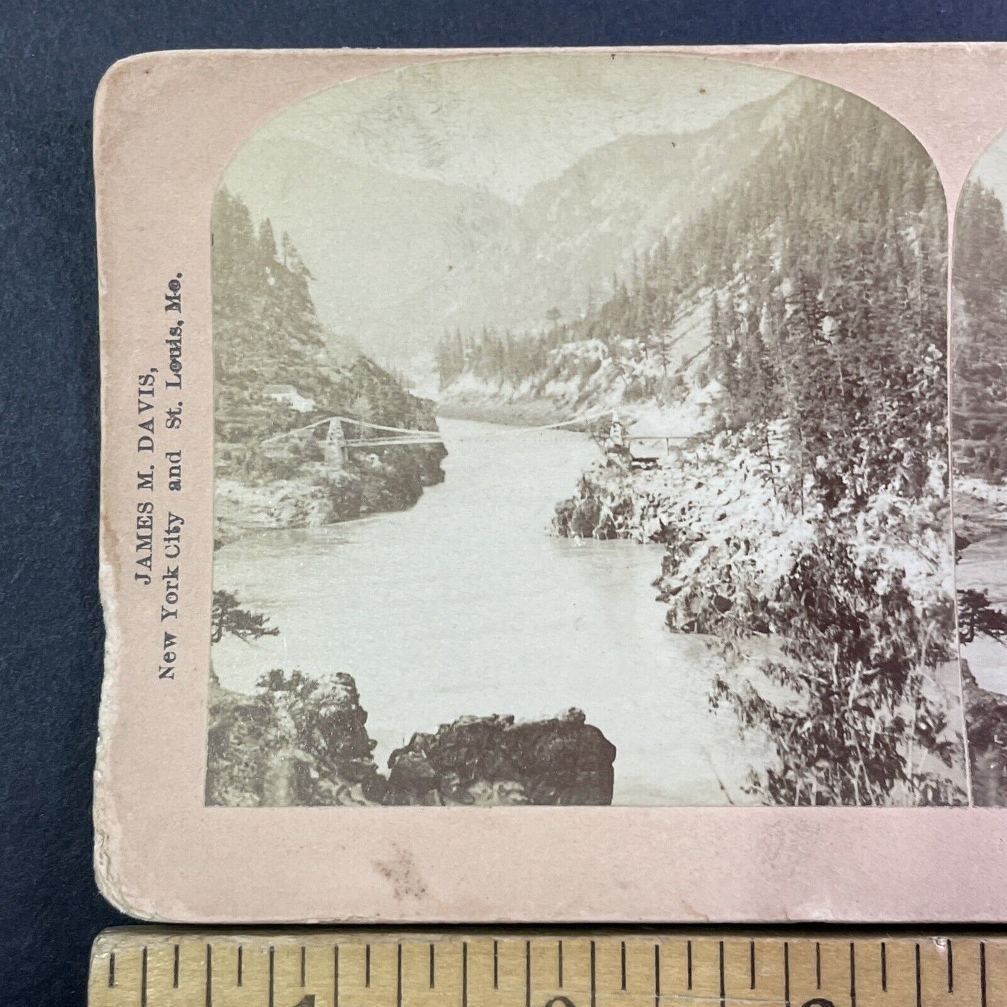 Spatsum Indian Reserve Bridge Stereoview British Columbia Canada c1903 Y858