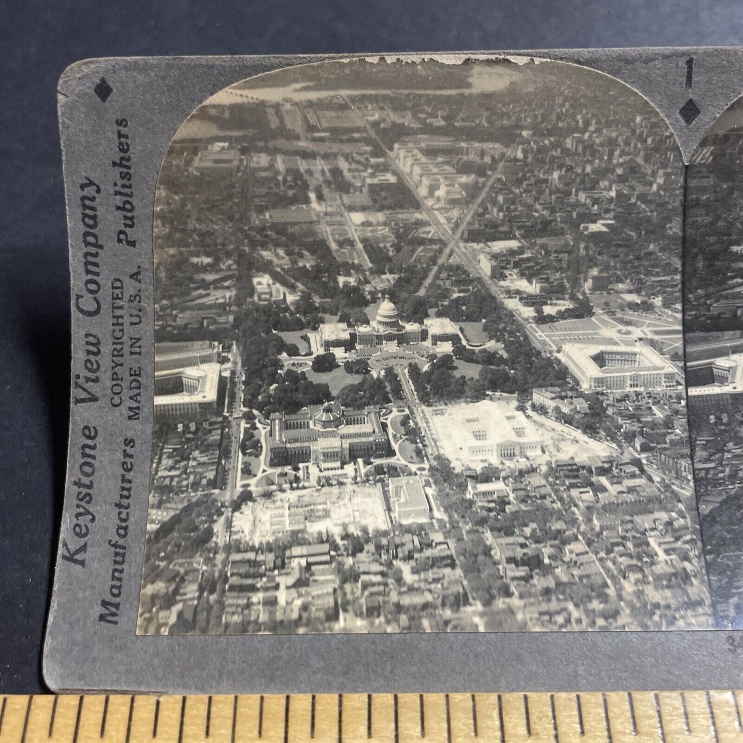 Antique 1930s Washington DC Aerial View Stereoview Photo Card P5002