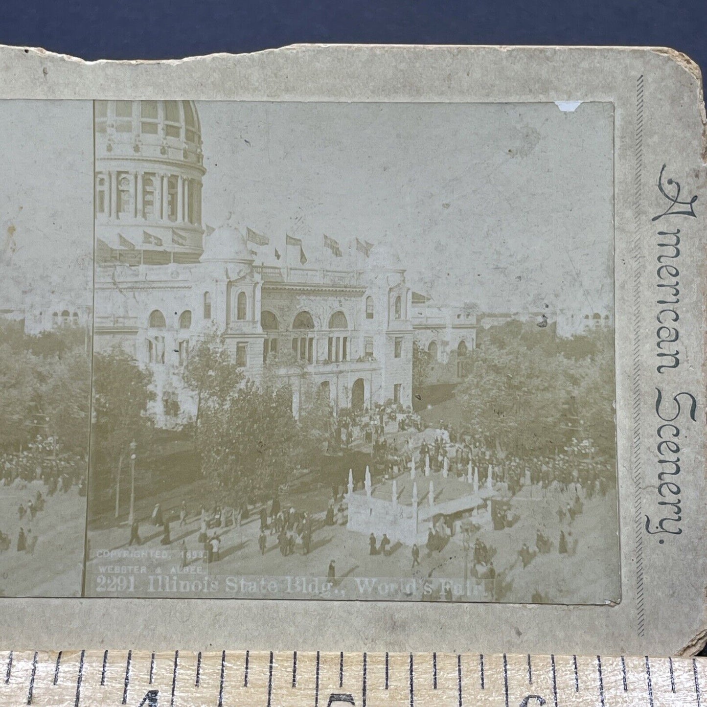 Antique 1893 Illinois State Building Chicago Stereoview Photo Card P1894