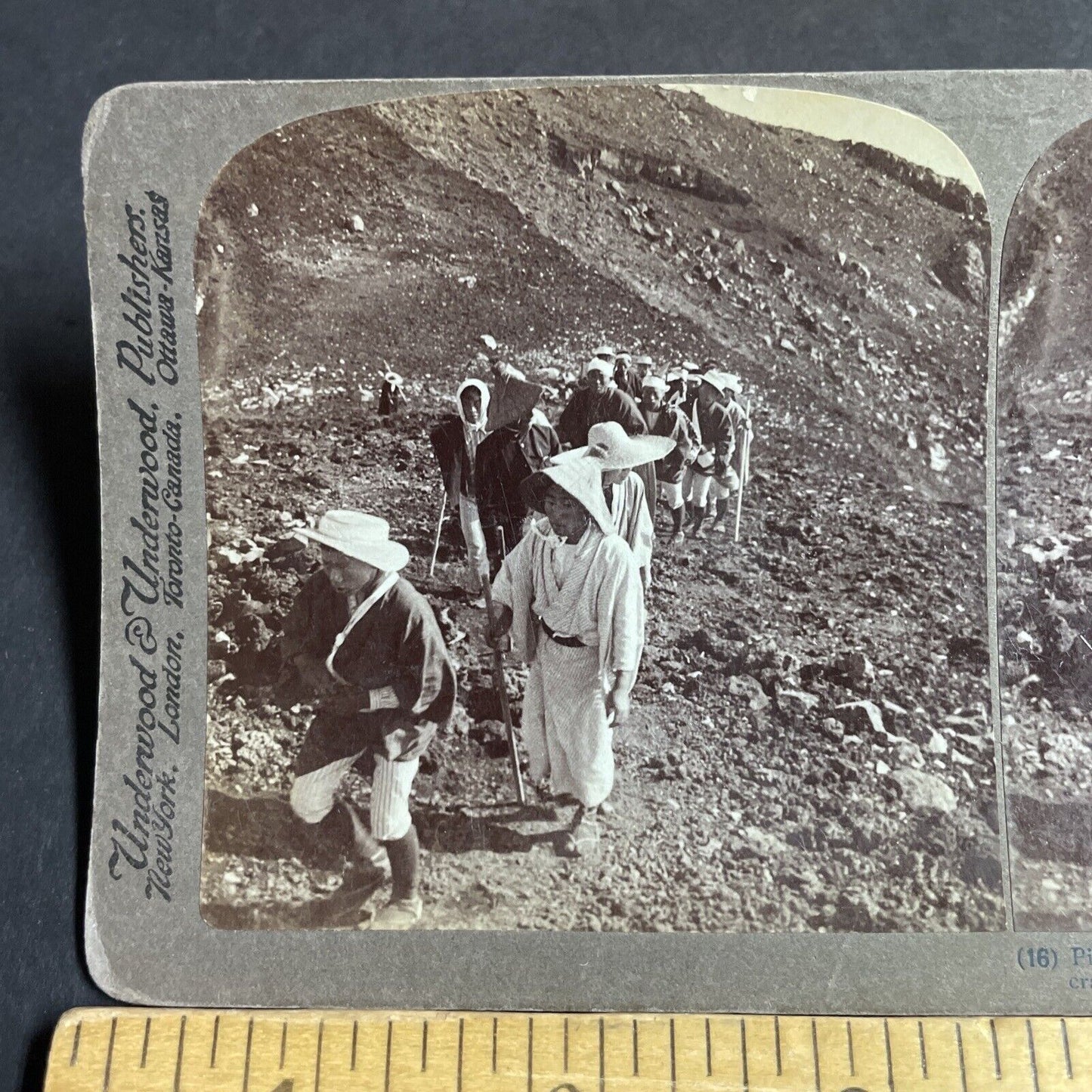 Antique 1904 Japanese Climb Mount Fuji Crater Japan Stereoview Photo Card P4244