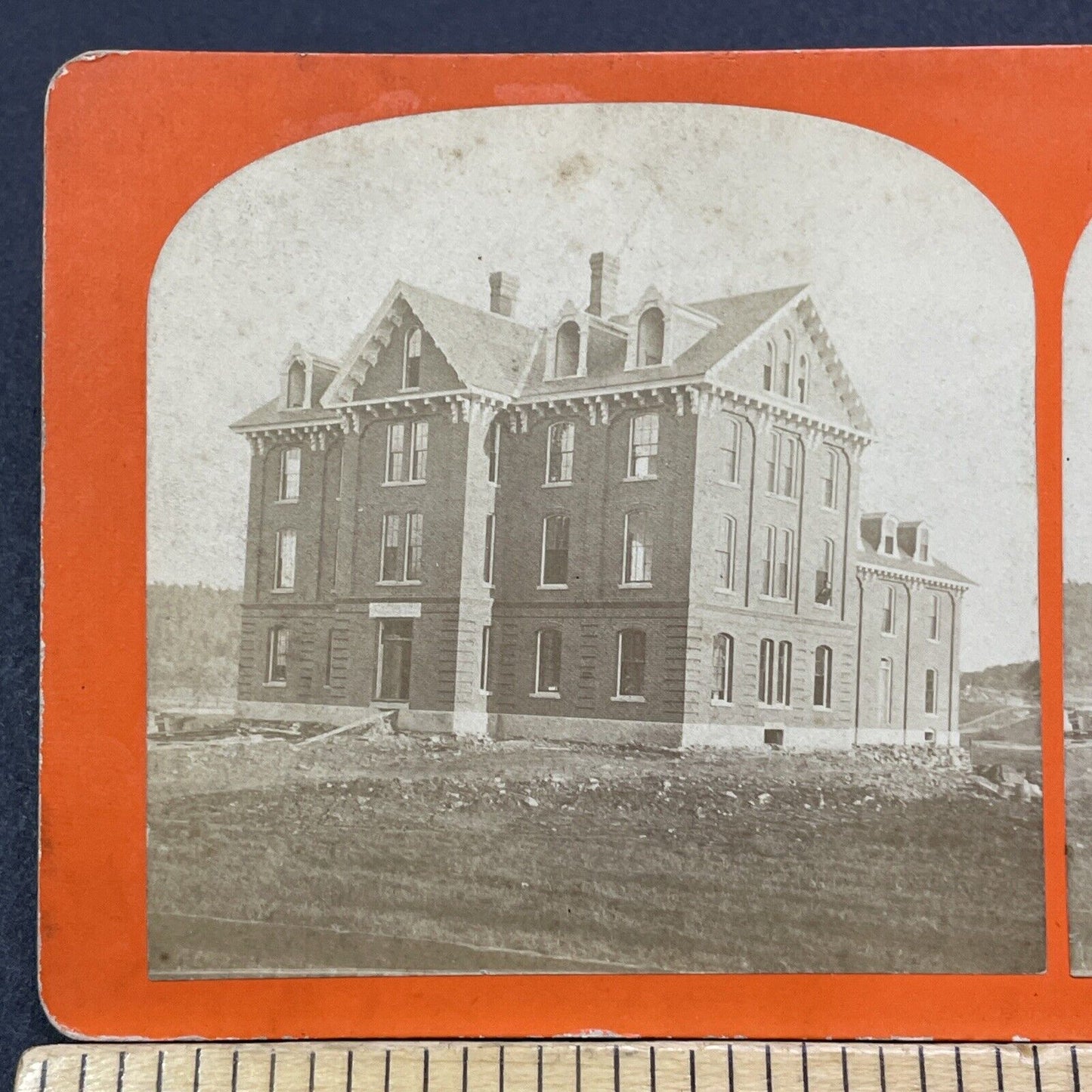 Antique 1873 Hallgarten Hall Dartmouth NH Stereoview Photo Card V2059