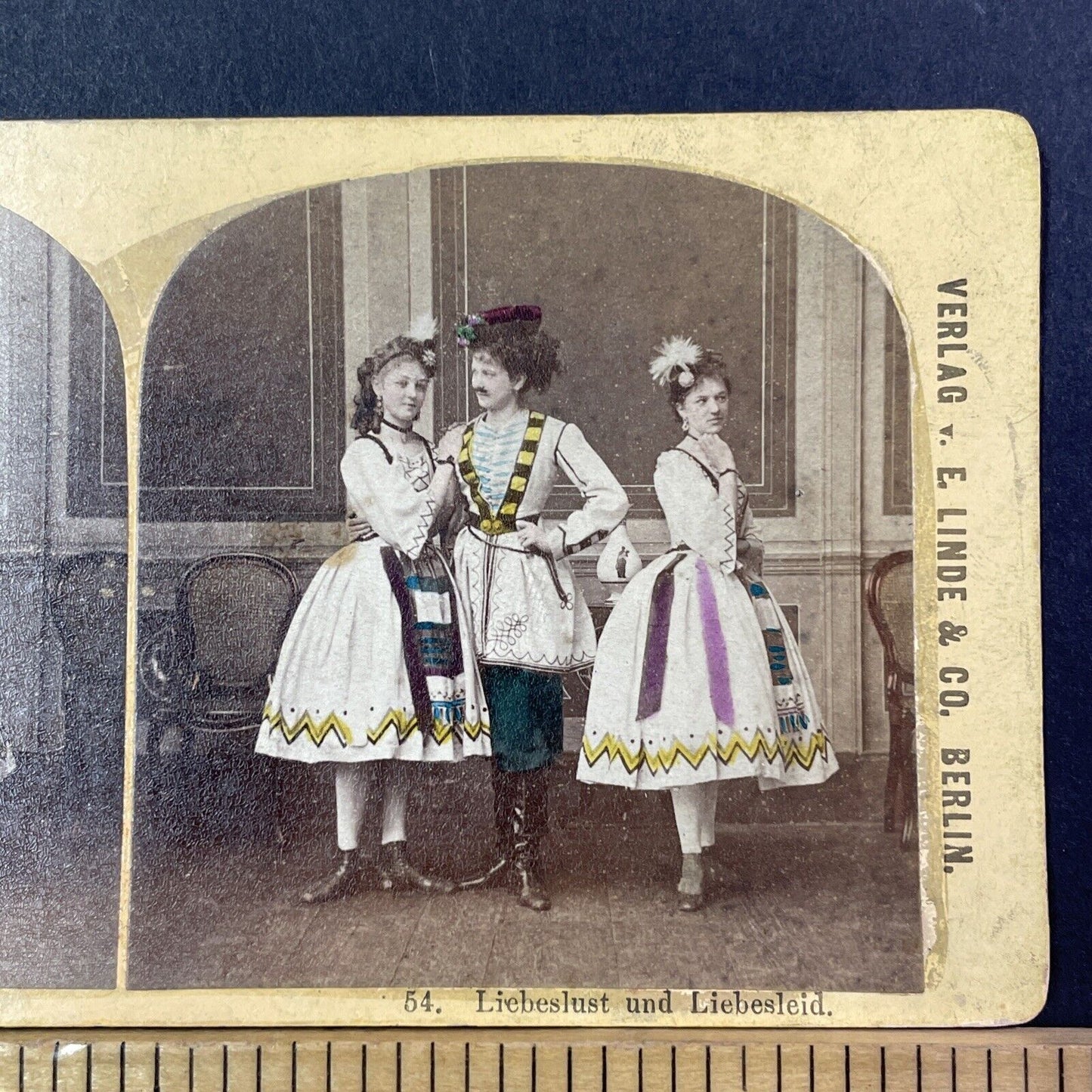 Trans LGBT Lusts Over Female Dancer Stereoview Liebeslust Antique c1870s X2742