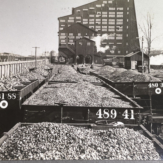 Antique 1909 Coal Factory Trains Ashley Pennsylvania Stereoview Photo Card P1766