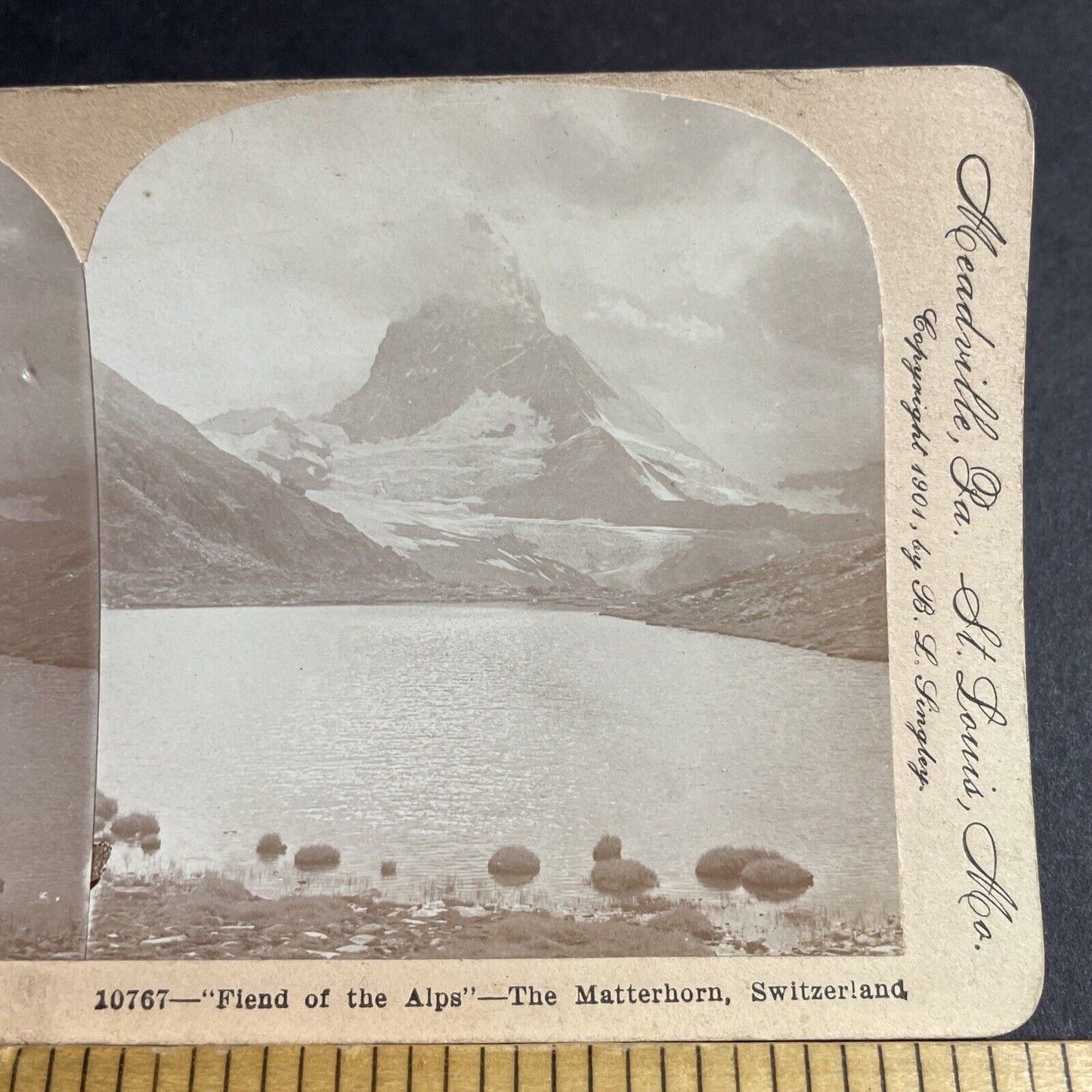 Antique 1901 Matterhorn Switzerland Swiss Alps Stereoview Photo Card P4492