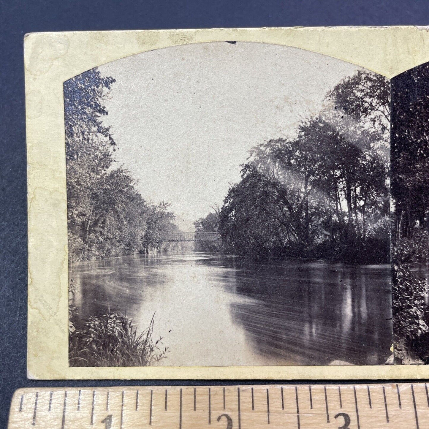 Antique 1870s Winchester New Hampshire Bridge Stereoview Photo Card V1958