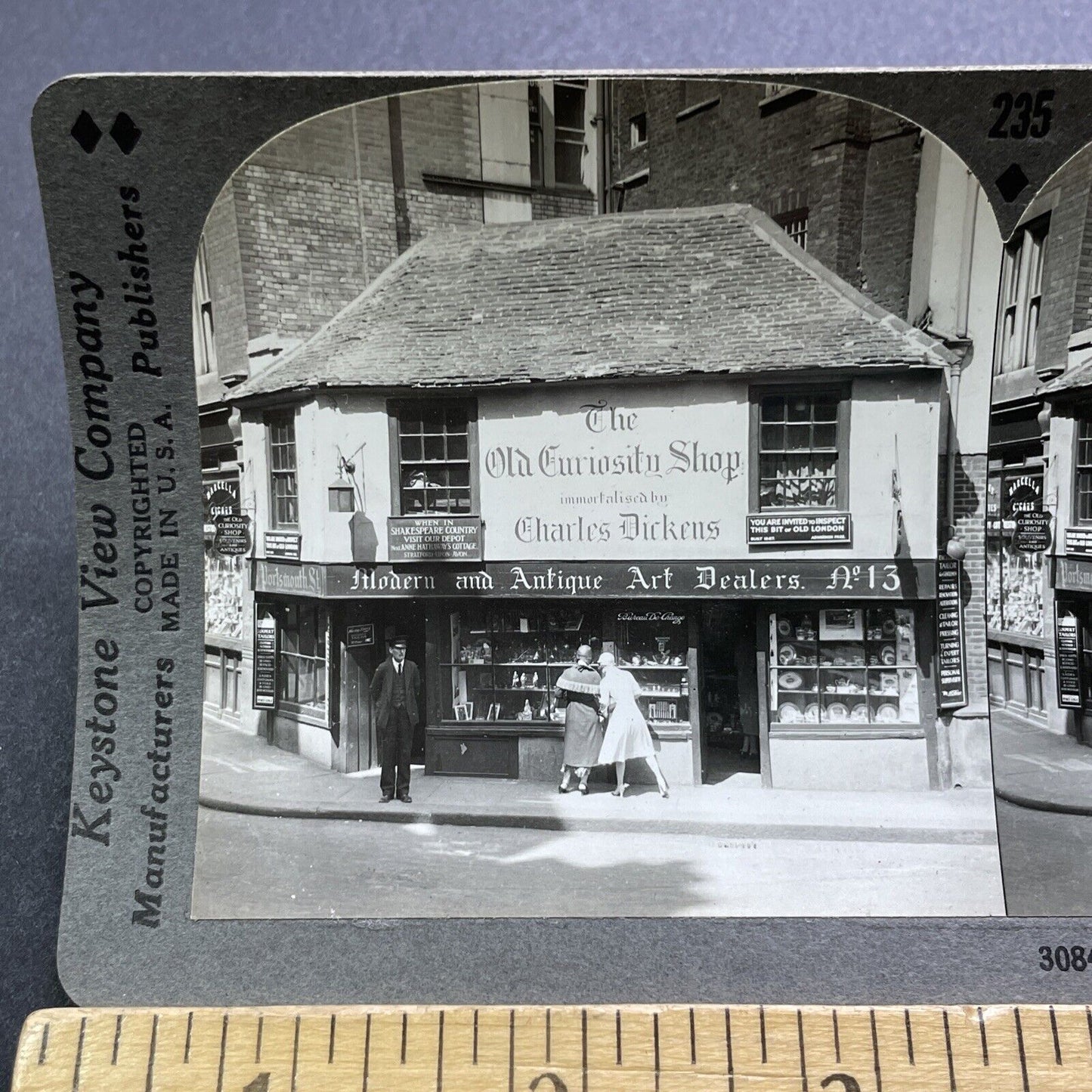 Antique 1920s The Old Curiosity Shop London England Stereoview Photo Card V2959