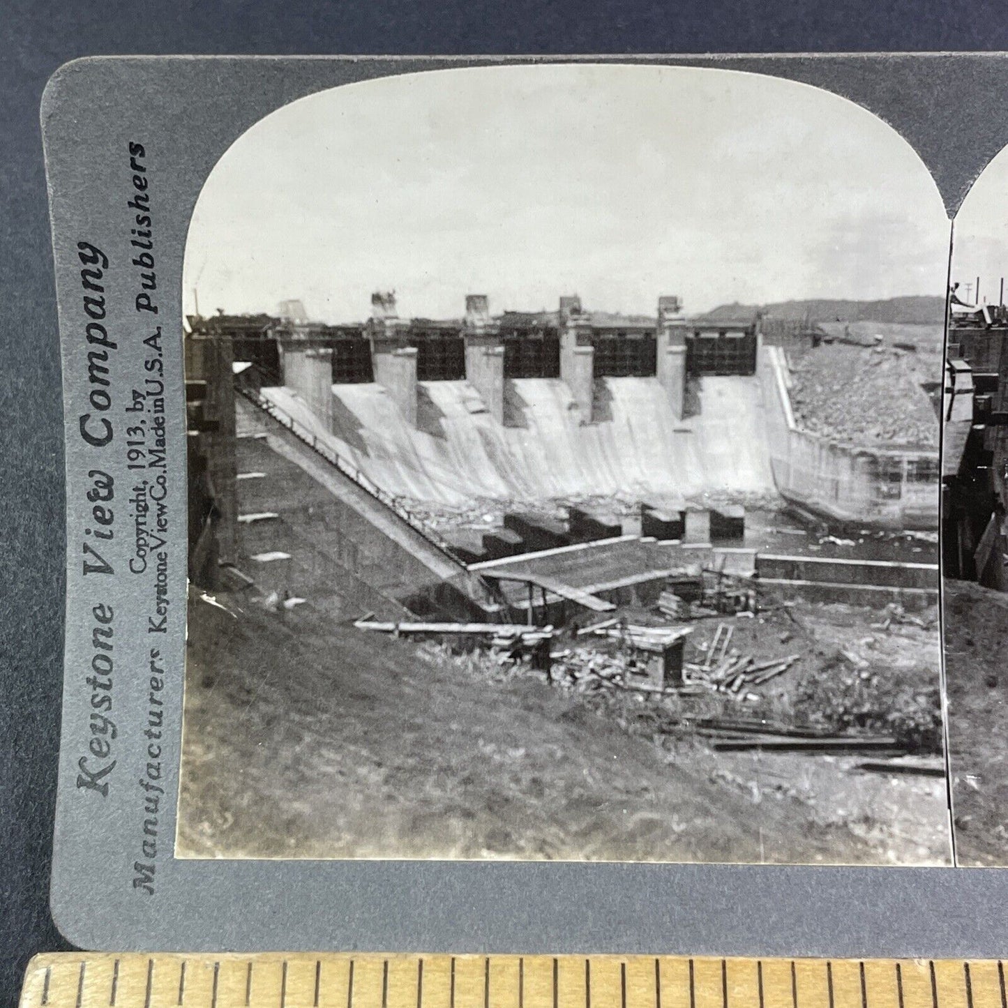 Gatun Dam Spillway Construction Panama Canal Stereoview Antique c1913 Y2823