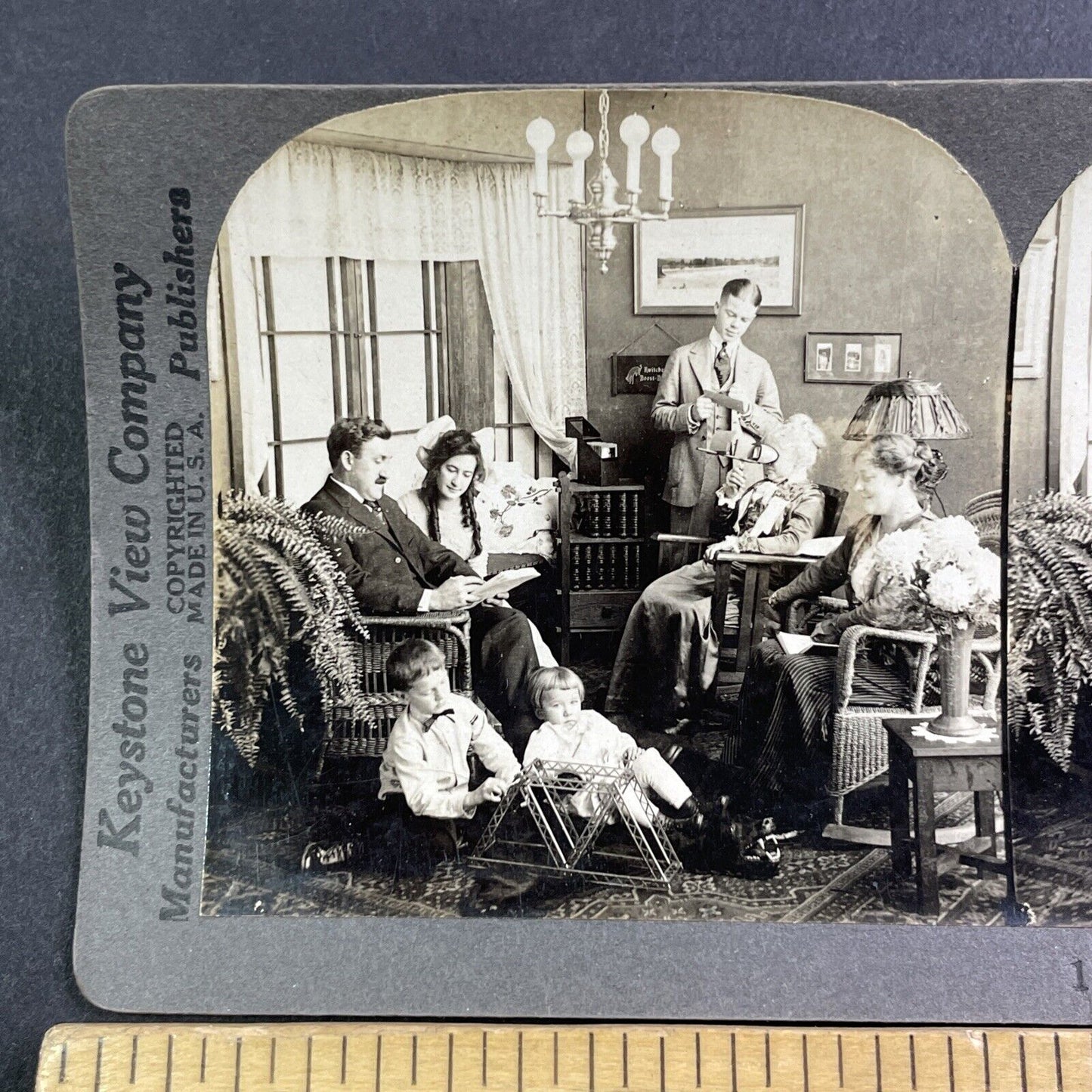 Woman Looking Through a Stereoscope Viewer Stereoview Antique c1909 Y418