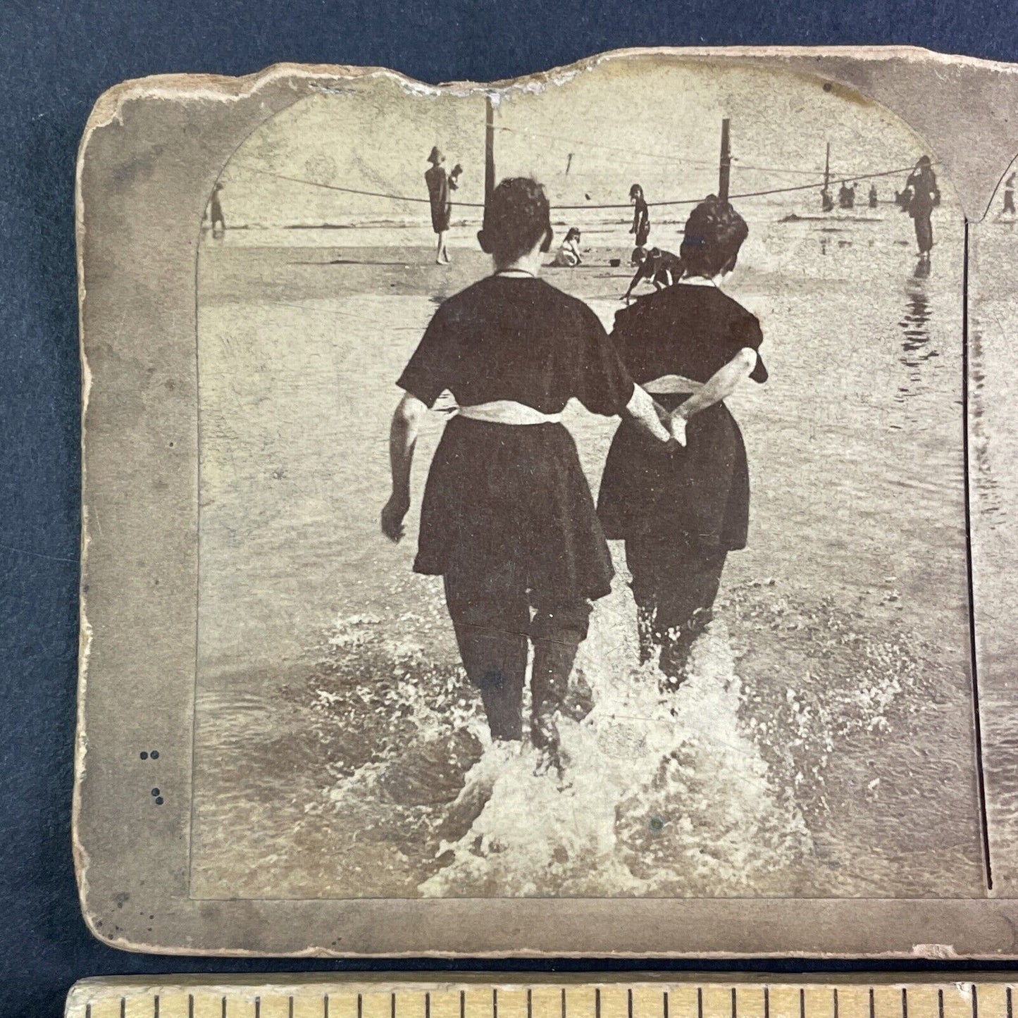 Women Swimming at Coney Island New York Stereoview R.K. Bonine c1880s Y2258