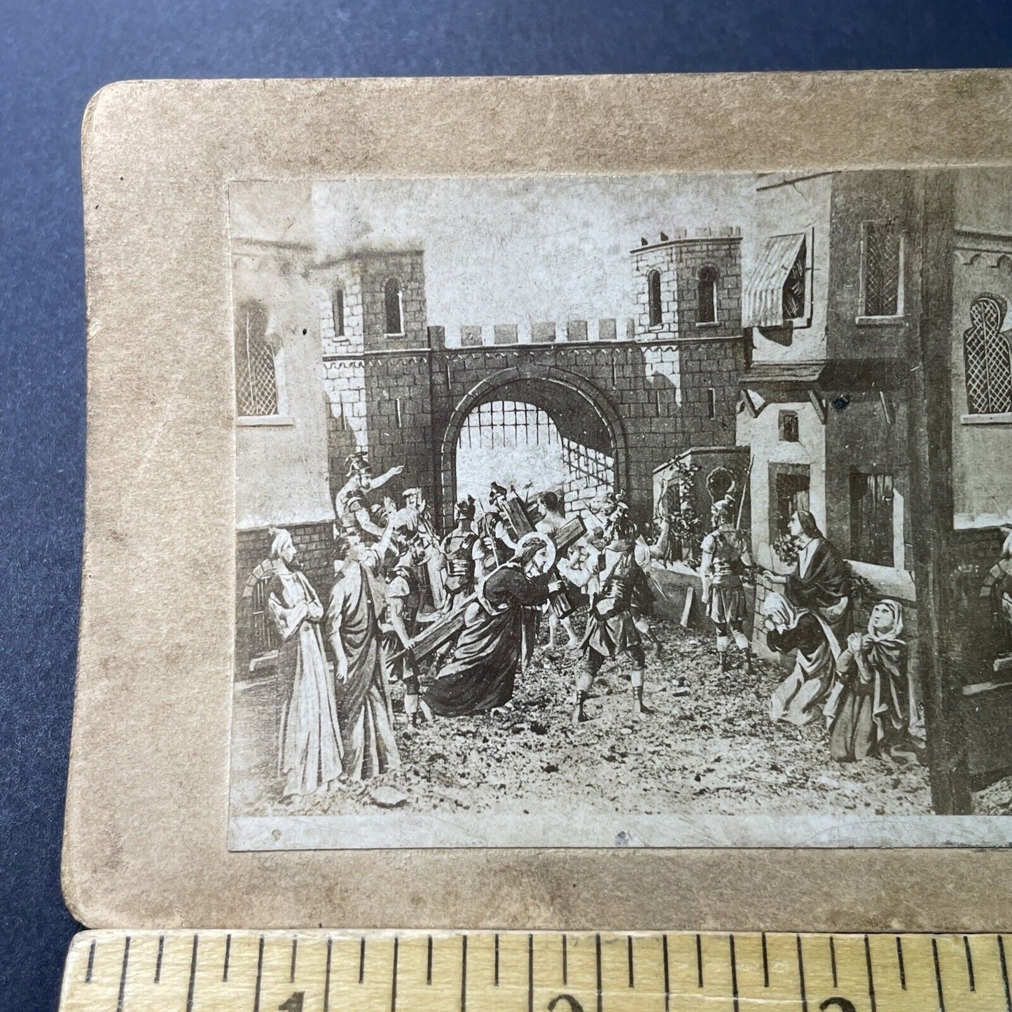 Antique 1860s Jesus Bearing The Cross Stereoview Photo Card P3411