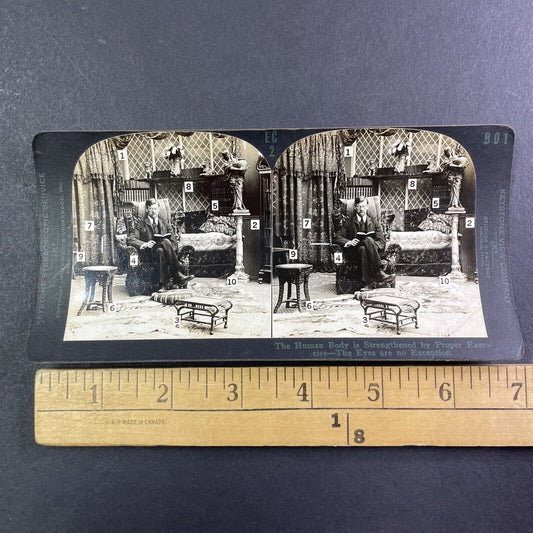 Optometrist Medical Eye Strength Training Stereoview Antique c1920s X1884