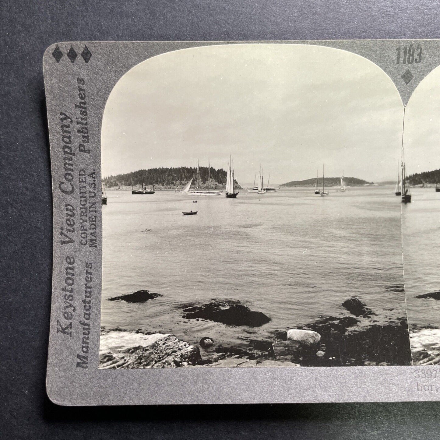 Antique 1918 Bar Harbor Maine Yachts And Sailboats Stereoview Photo Card P1312