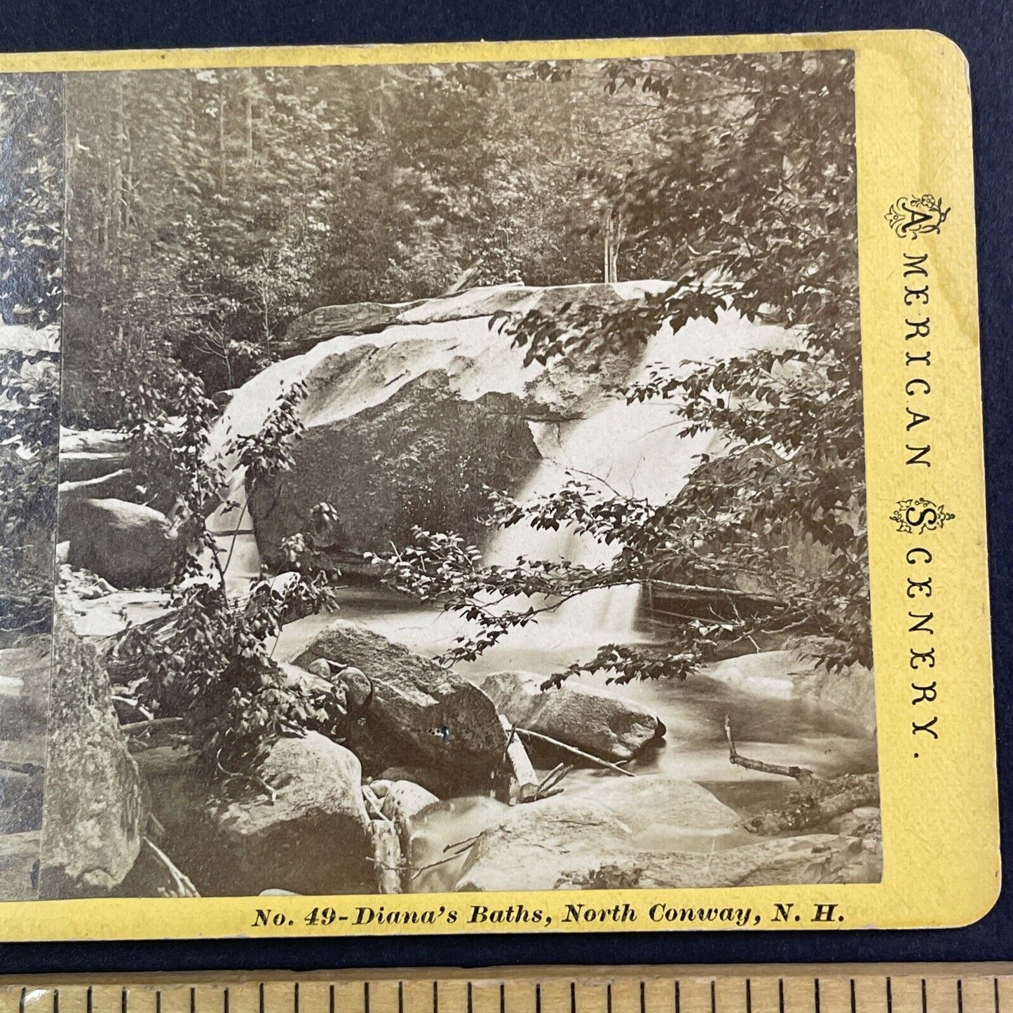 Diana's Baths North Conway New Hampshire Stereoview N.W. Pease c1870s Y930