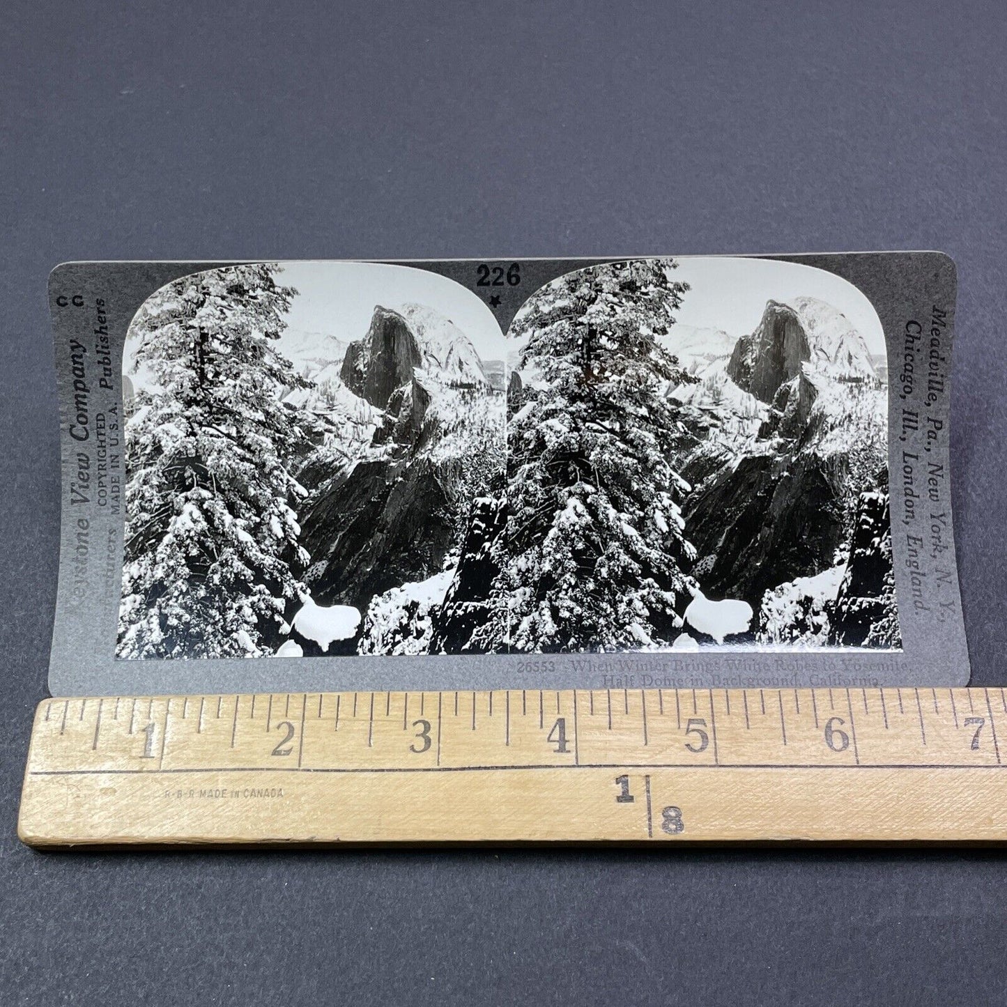 Antique 1910s Snowstorm In Yosemite Park California Stereoview Photo Card V2034