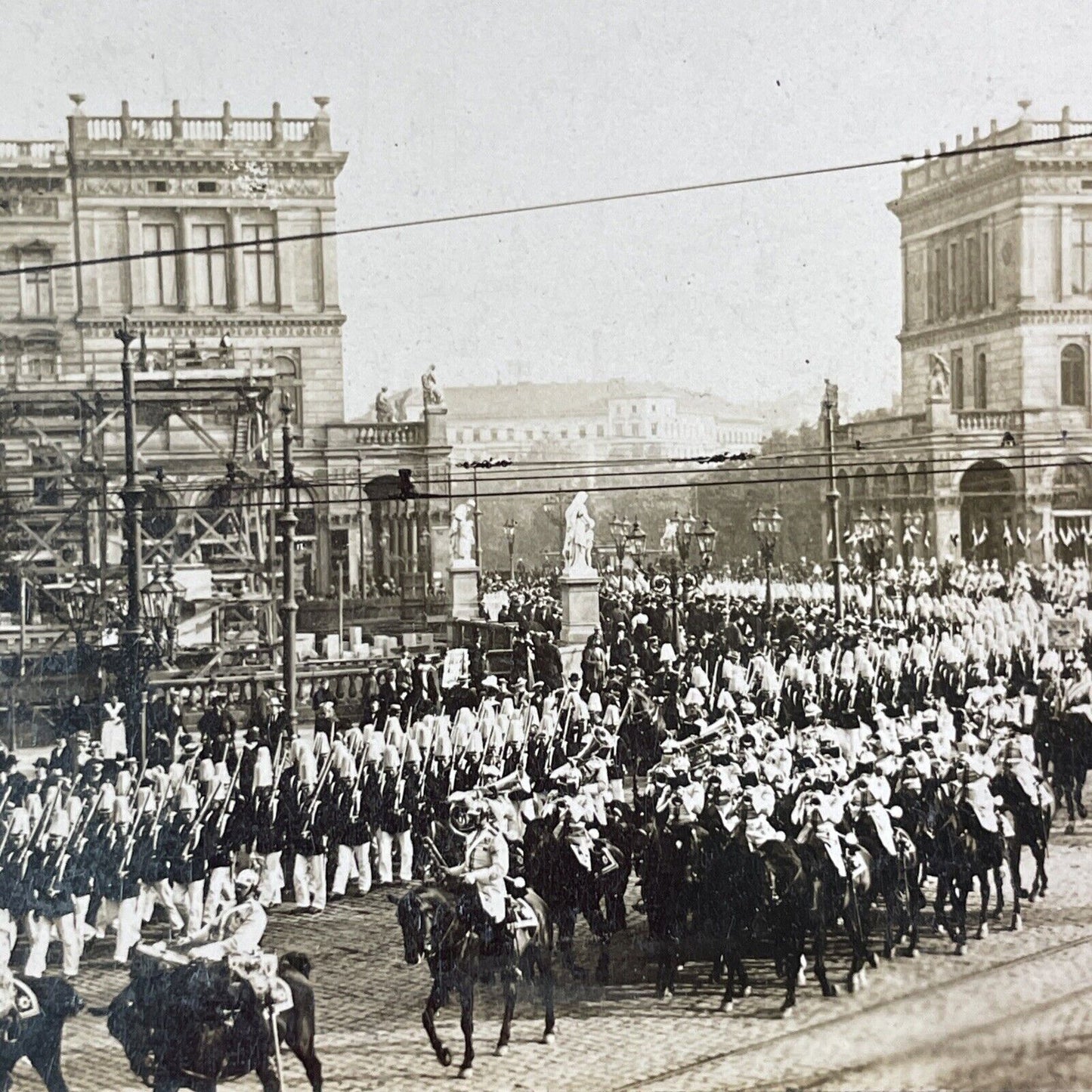 German Military Parade Berlin Germany Stereoview Antique c1916 Y510