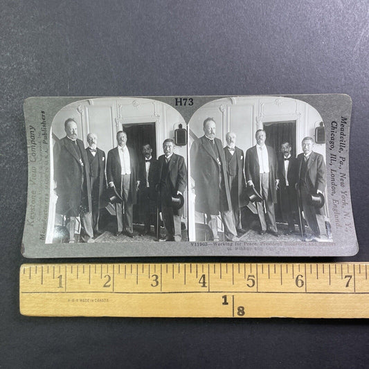 Czar Alexander III and Theodore Roosevelt Stereoview Antique c1906 Y012