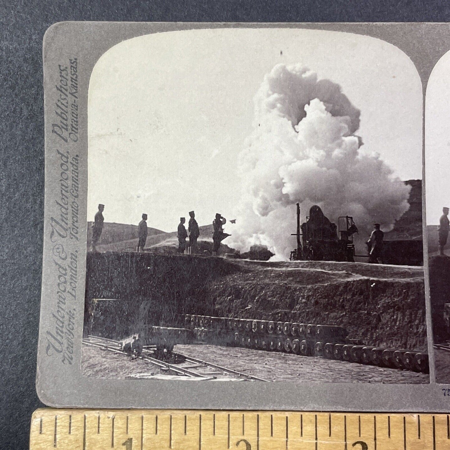 Japanese Heavy Guns Artillery Stereoview Dalian China Antique c1905 X2810