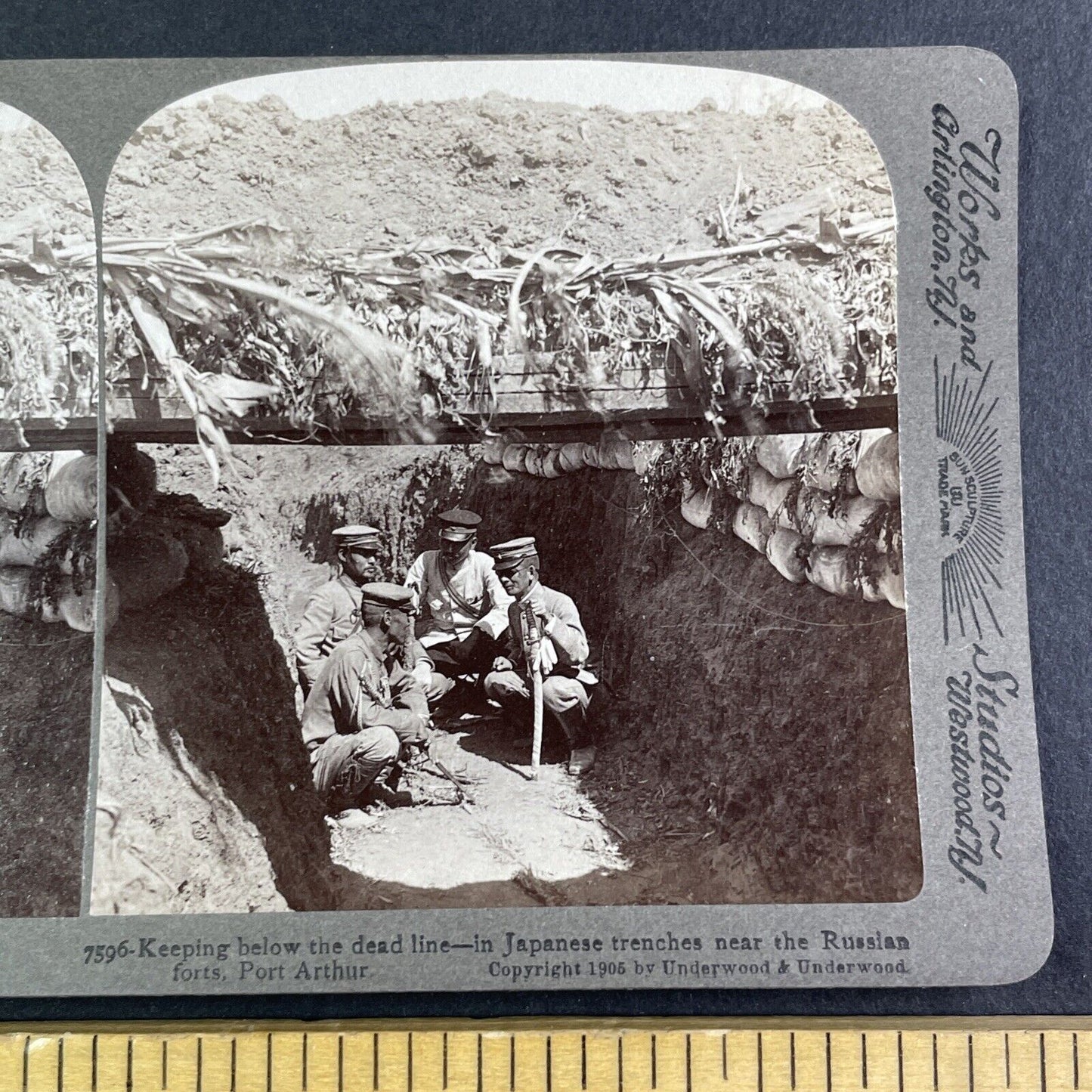 Japanese Trenches In War Stereoview Russo-Sino War Antique c1905 X4218