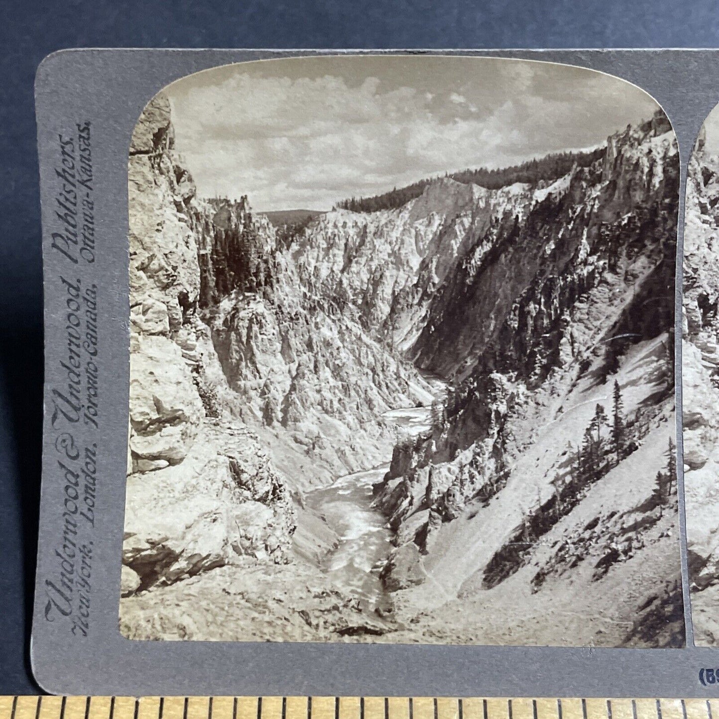 Antique 1904 Lower Falls Yellowstone National Park Stereoview Photo Card P4947