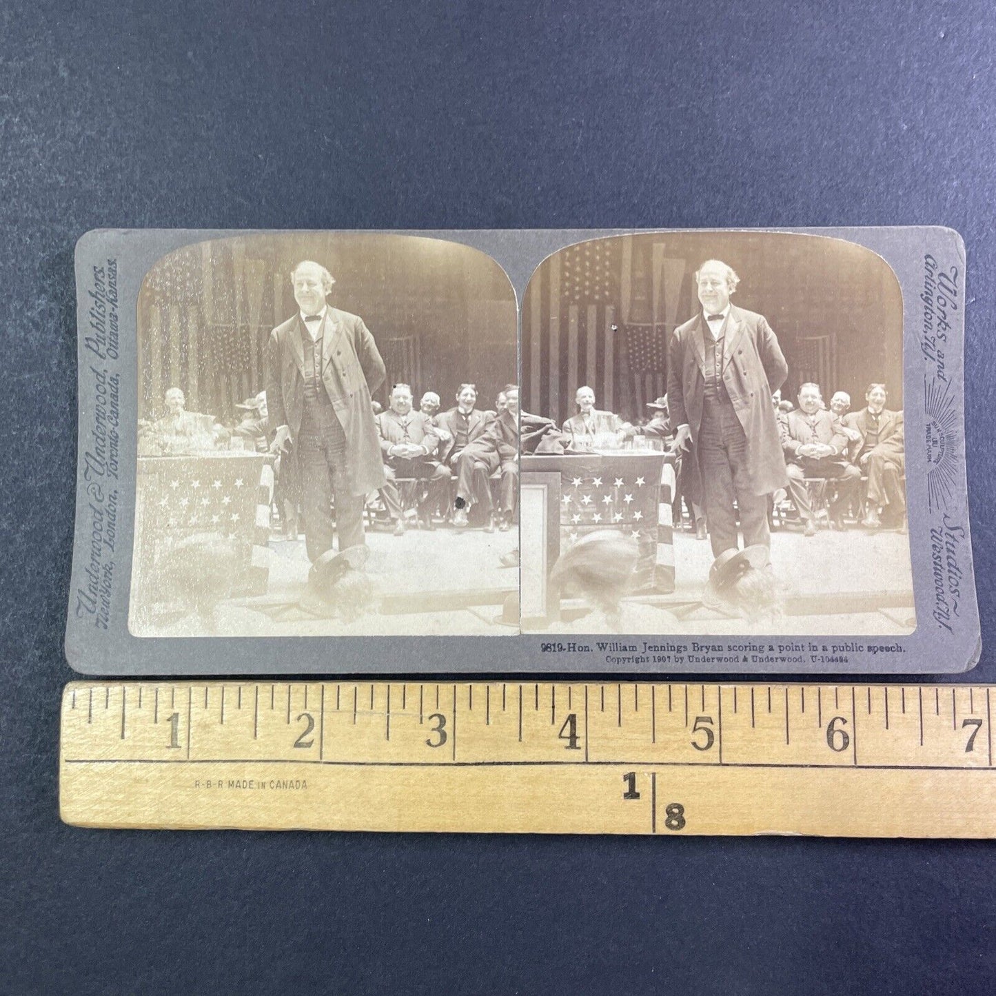 William Jennings Bryan gives a Speech Stereoview Antique c1907 Y1389