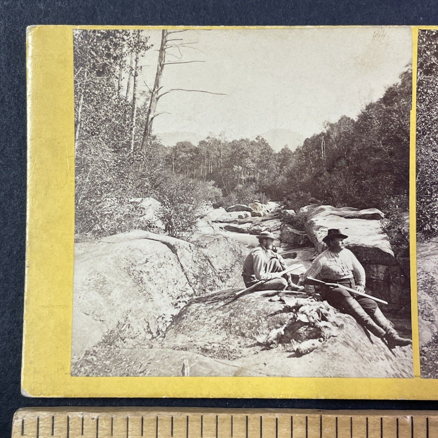 Hunters With Rifles In White Mountains NH Stereoview Antique c1872 X2751