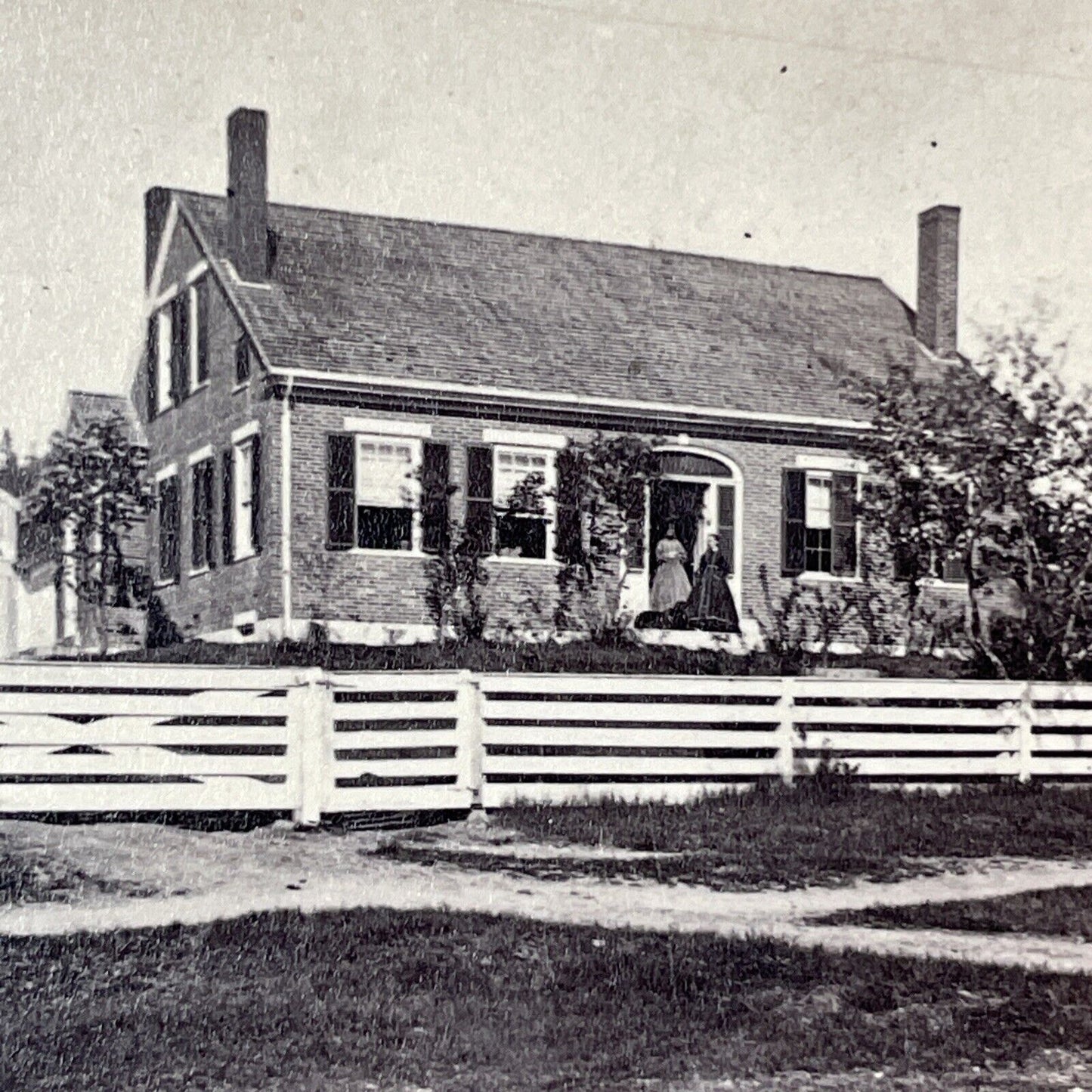 Skowhegan History House Maine Stereoview Coburn Family Photo Antique 1860s X921