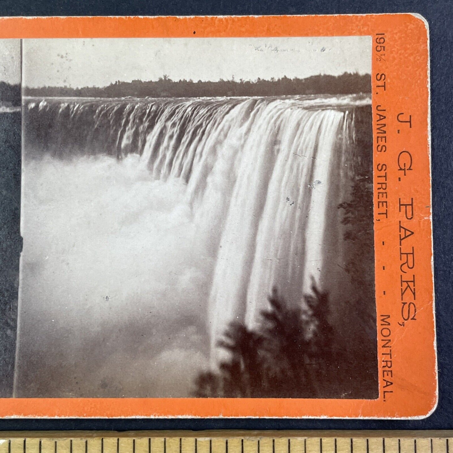 The Top of Niagara Falls Canada Side Stereoview J.G. Parks Antique c1870 Y2846