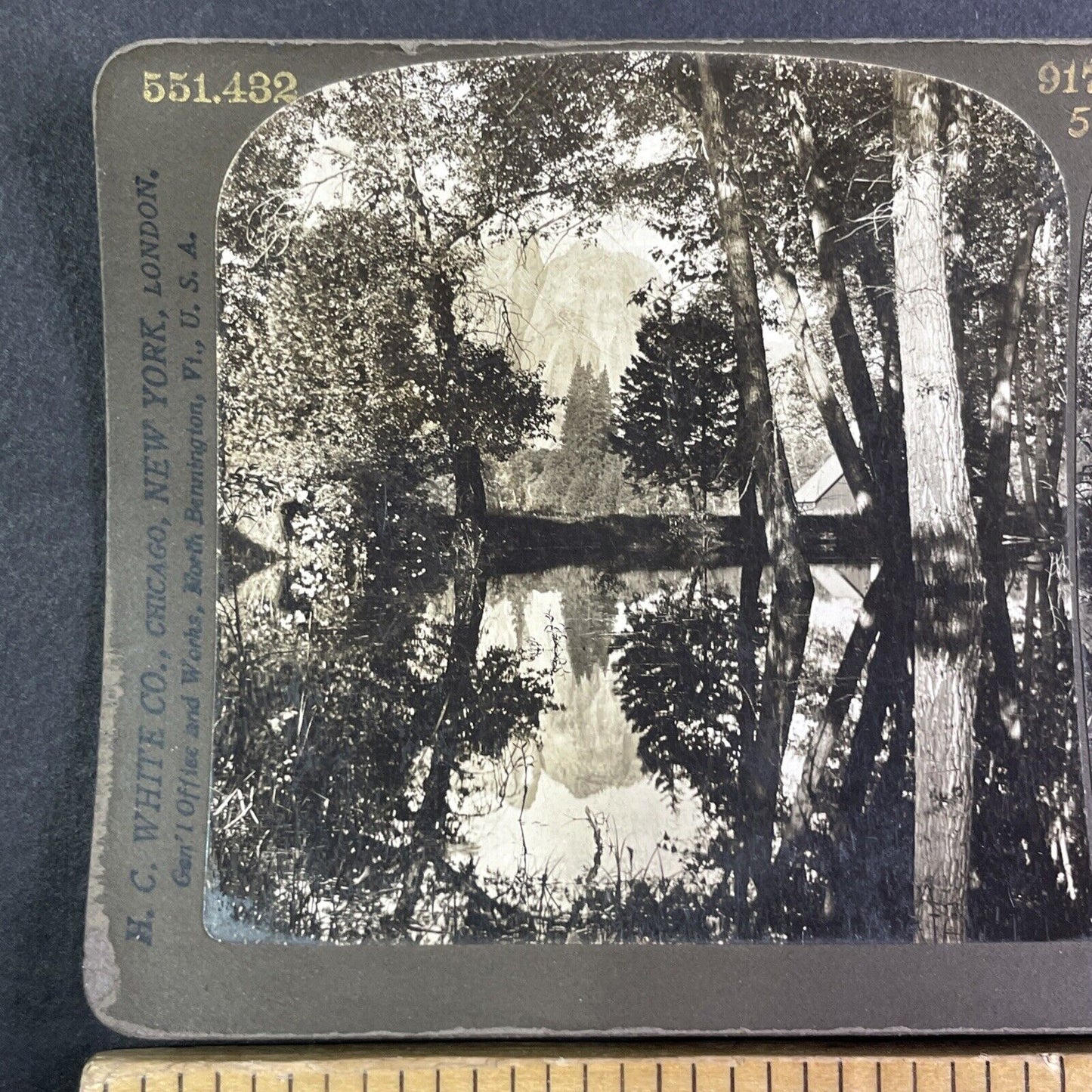 Cathedral Rocks Yosemite Valley California Stereoview H.C. White c1905 Y1156