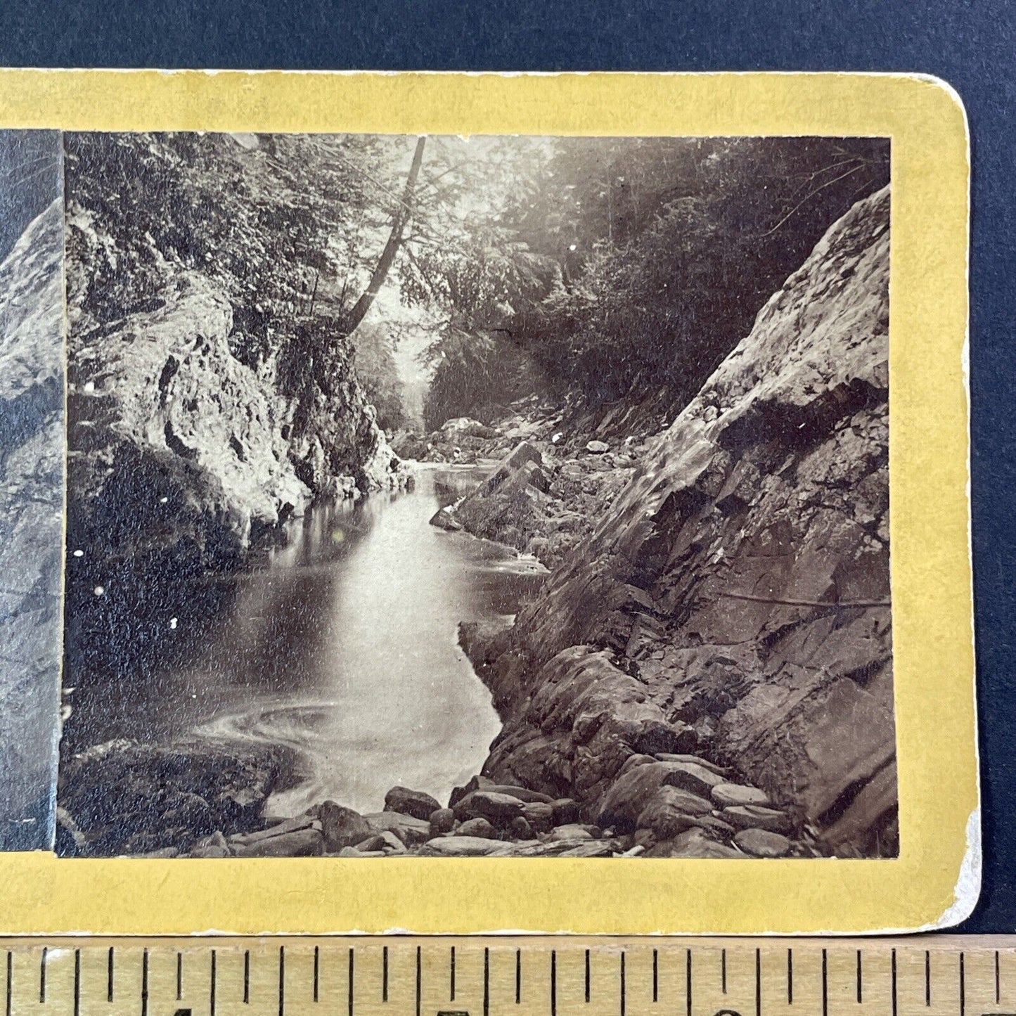 Quechee Gorge Vermont Stereoview Photo Henry Osgood Bly Antique c1870 X963