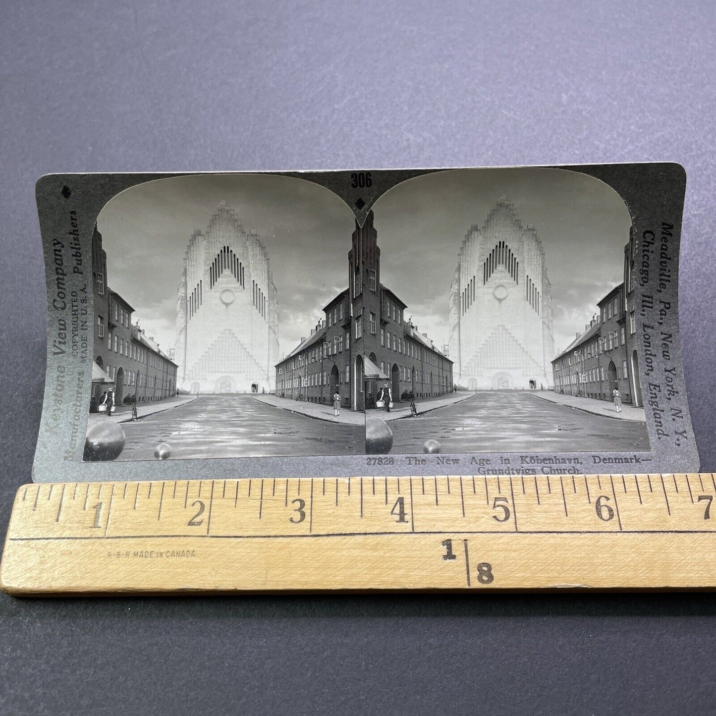 Antique 1920s Grundtvigs Art-Deco Church Denmark Stereoview Photo Card V2913