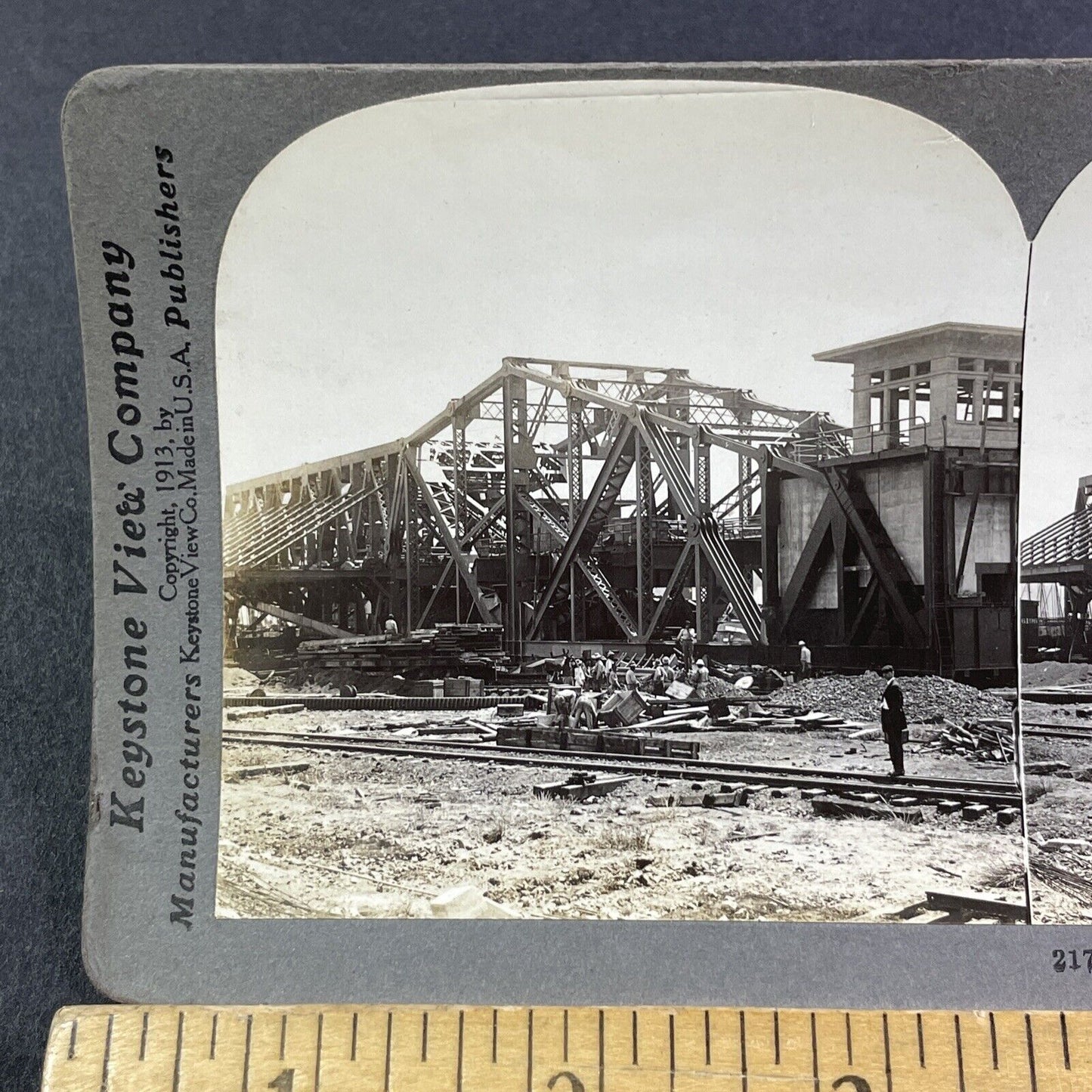 Panama Emergency Dam in Gatun Stereoview Antique c1913 Y2817