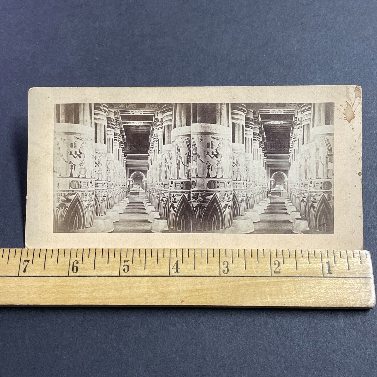 Antique 1860s Crystal Palace Egypt Pillars London Stereoview Photo Card P1980-07