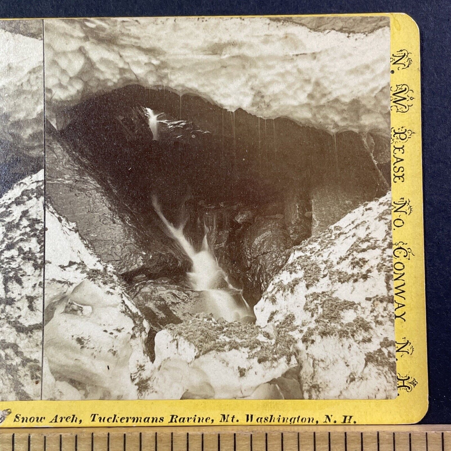 Tuckermans Ravine Snow Cave NH Stereoview Photo NW Pease Antique c1873 X953