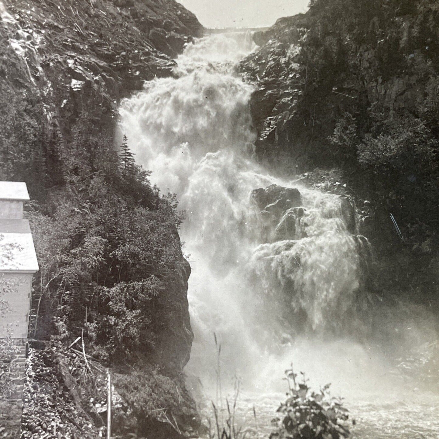 Antique 1910s Ouiatchouan Falls St John New Brunswi Stereoview Photo Card 3286