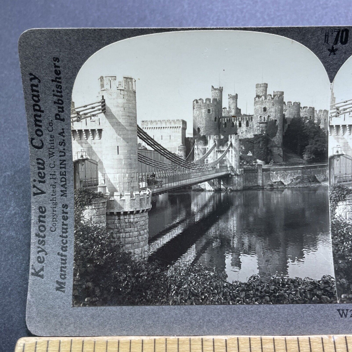 Antique 1910s Carnarvon Castle Conway Wales UK Stereoview Photo Card V3595