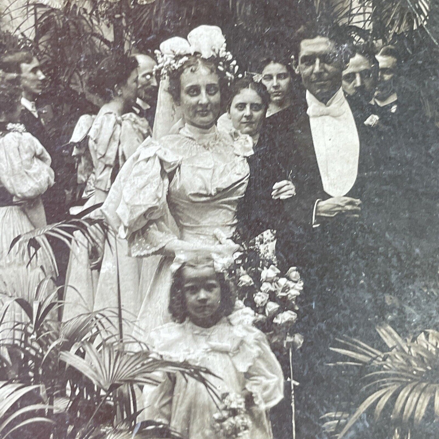 Antique 1898 Bride And Groom Leaving Wedding Stereoview Photo Card P2942