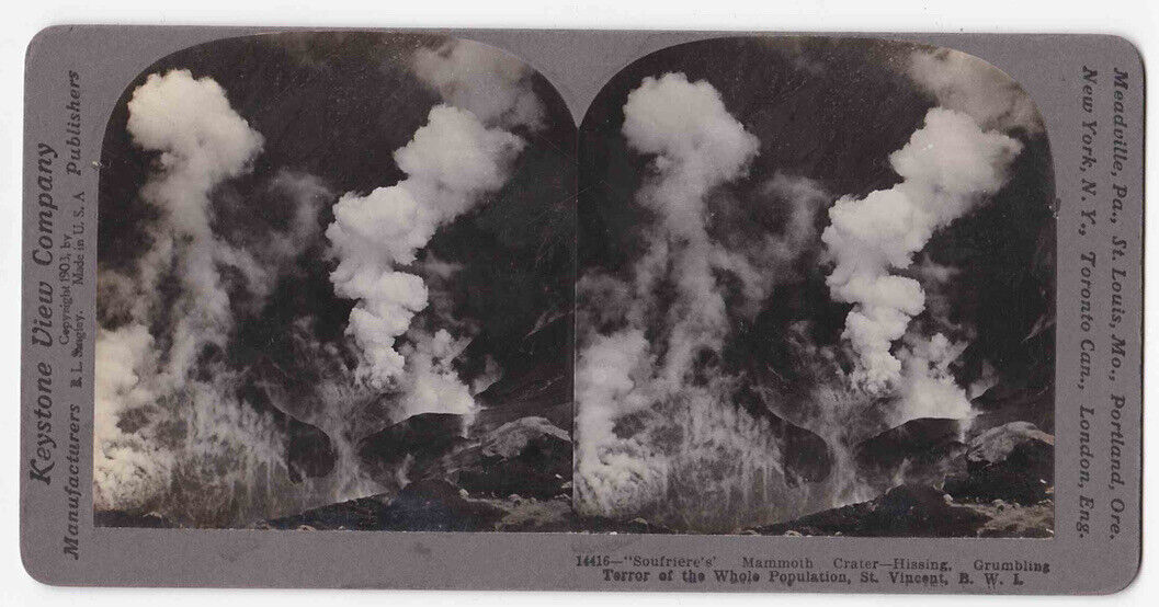 Antique 1903 The Eruption of La Soufriere 1902 St. Vincent B.W.I Photo Card P014