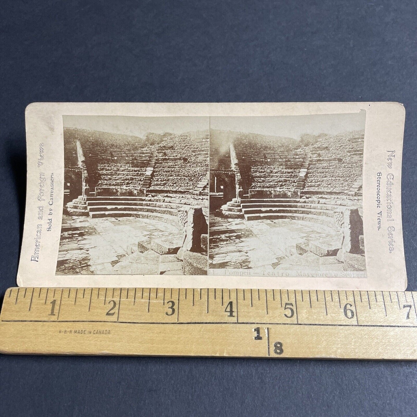 Antique 1880s Maggiore Theater Pompeii Italy Stereoview Photo Card P4596