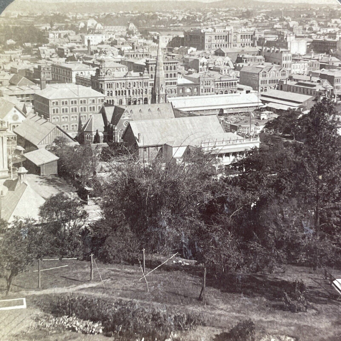 Historic Brisbane Queensland Australia Stereoview City View Antique c1908 X4085