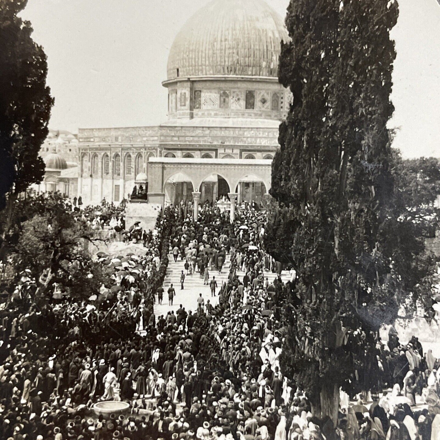 Antique 1910s Jewish And Muslim Pilgrams Jerusalem Stereoview Photo Card P4422