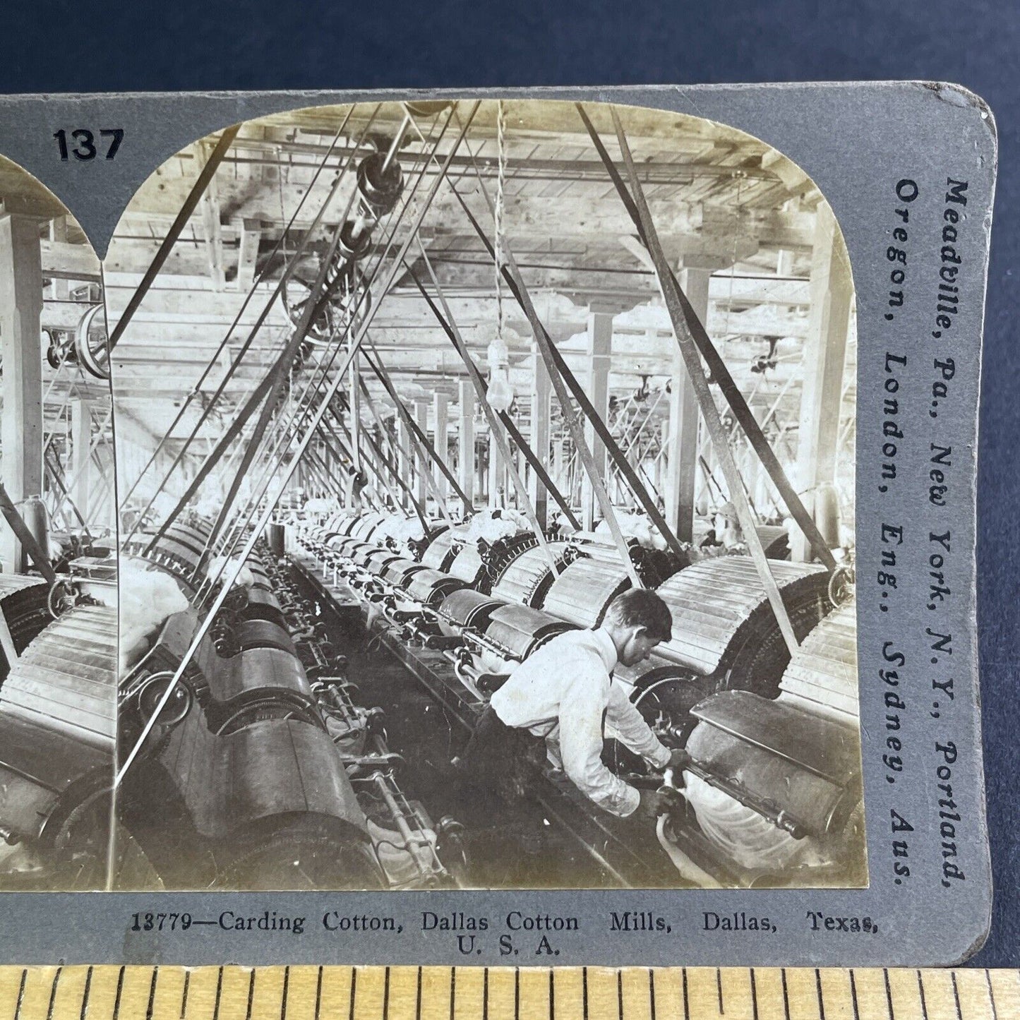 Antique 1905 Dallas Cotton Mill Texas USA Stereoview Photo Card P2160