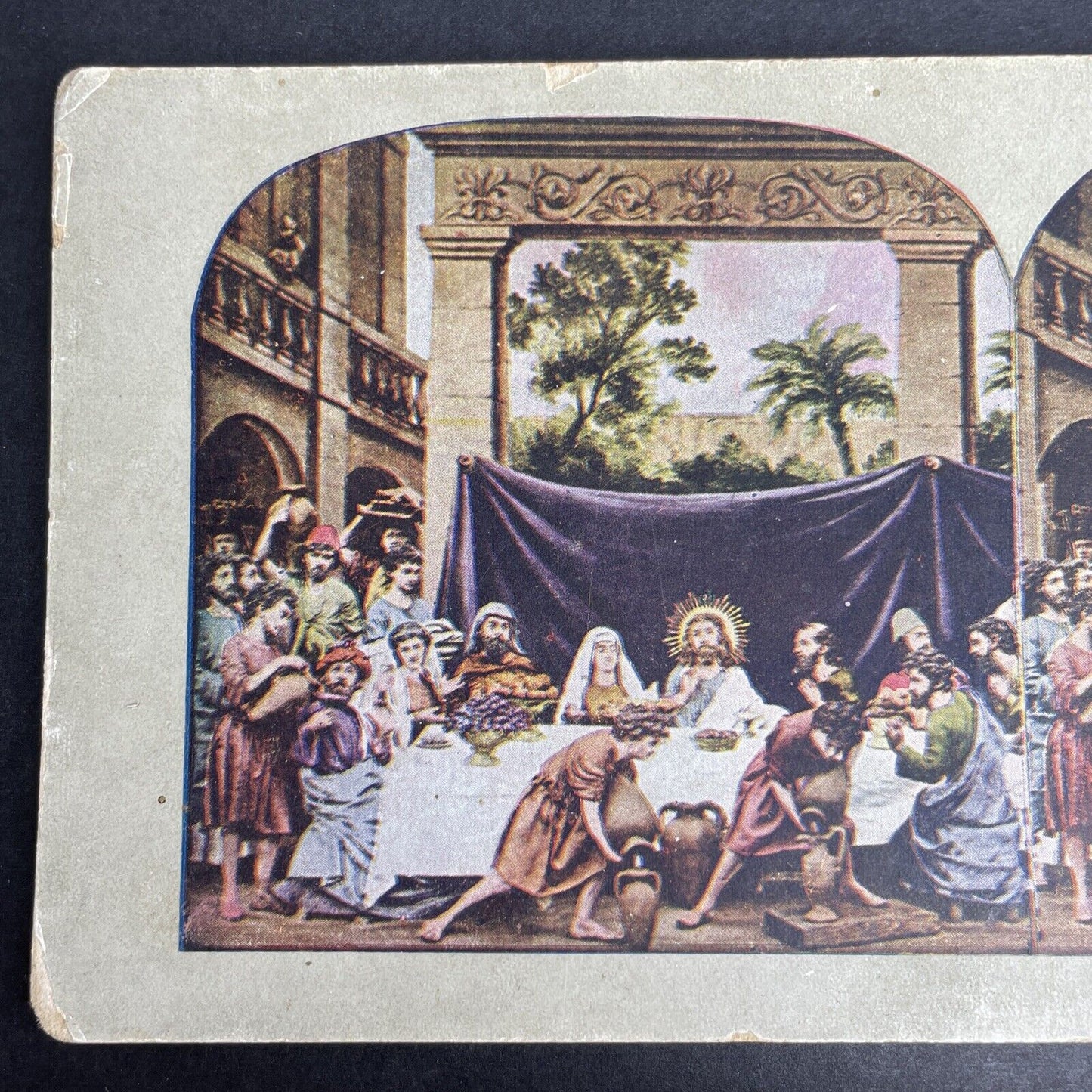 Antique 1902 Jesus Changes Water To Wine Stereoview Photo Card P1055