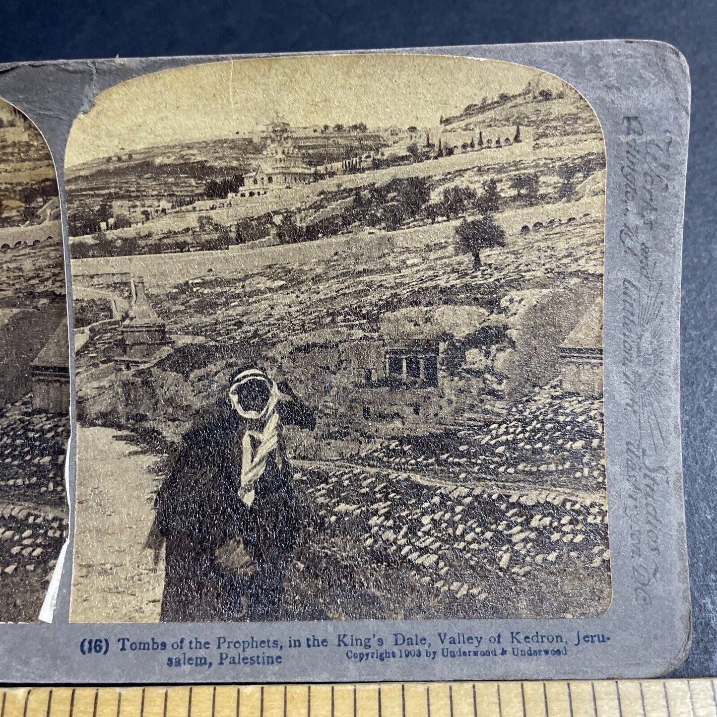 Antique 1903 Tomb Of The Prophets Jerusalem Israel Stereoview Photo Card P4185